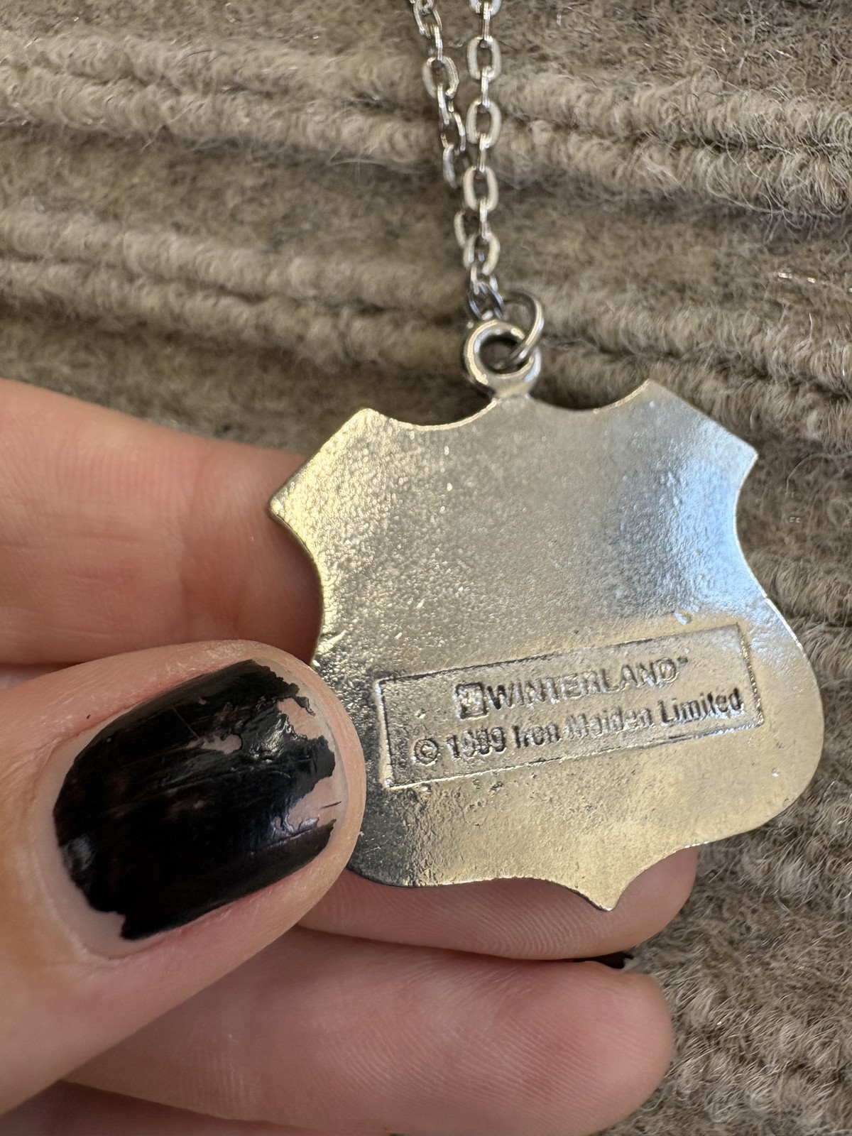 Vintage Iron Maiden Necklace 666 Shield Pendant 1989 Winterland Heavy Metal