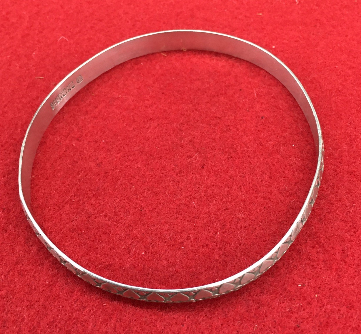 Vintage Rare Danecraft Felch & Co. Sterling Silver Double Heart Bangle