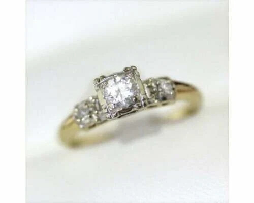 Art Deco Style Vintage Round Cut Lab Created Diamond 14K Gold FN Engagement Ring