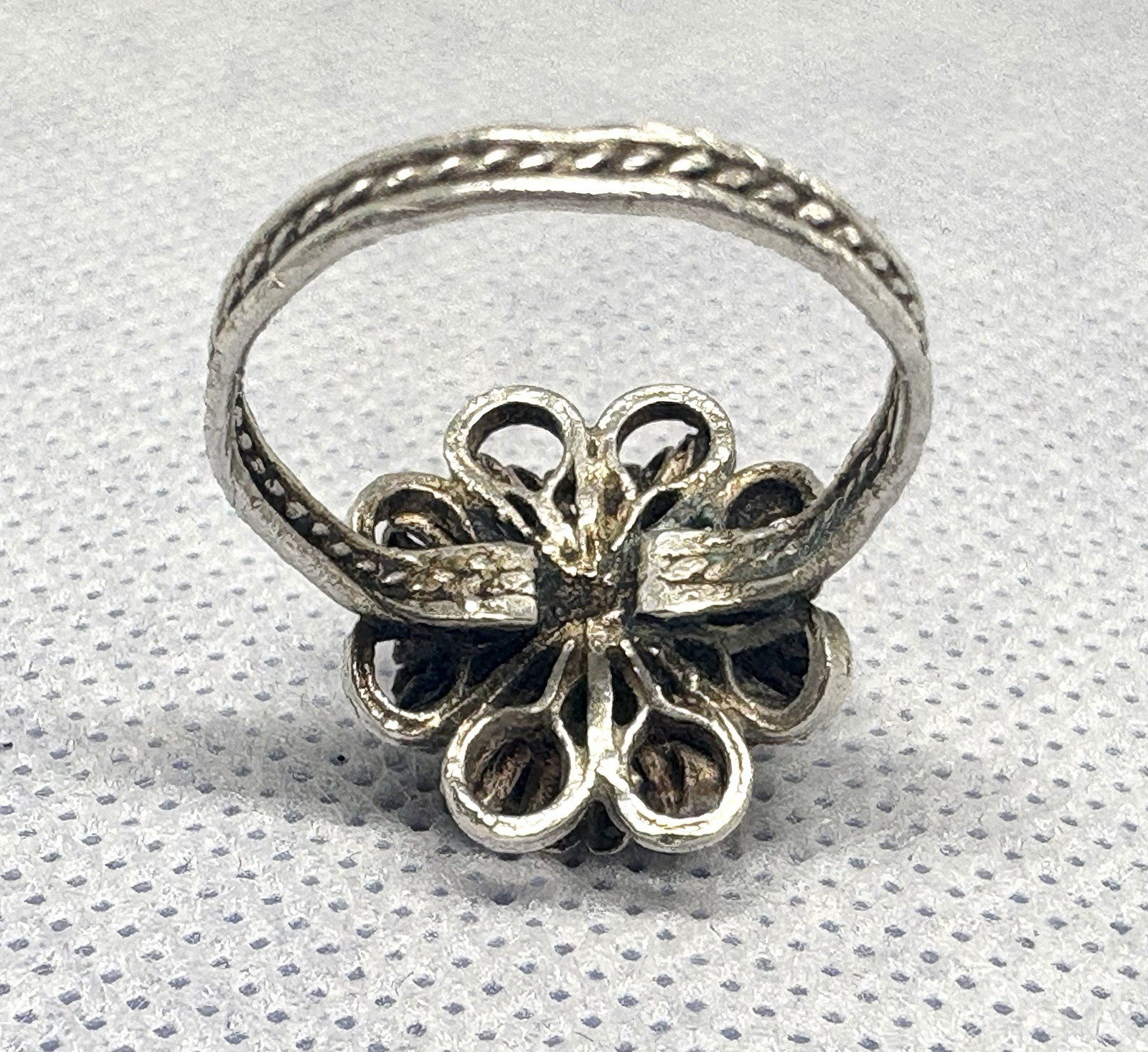 (19) ANTIQUE Historic 1870-1890s Red Coral 800 or 835 Silver size 7.5 Ring (925)