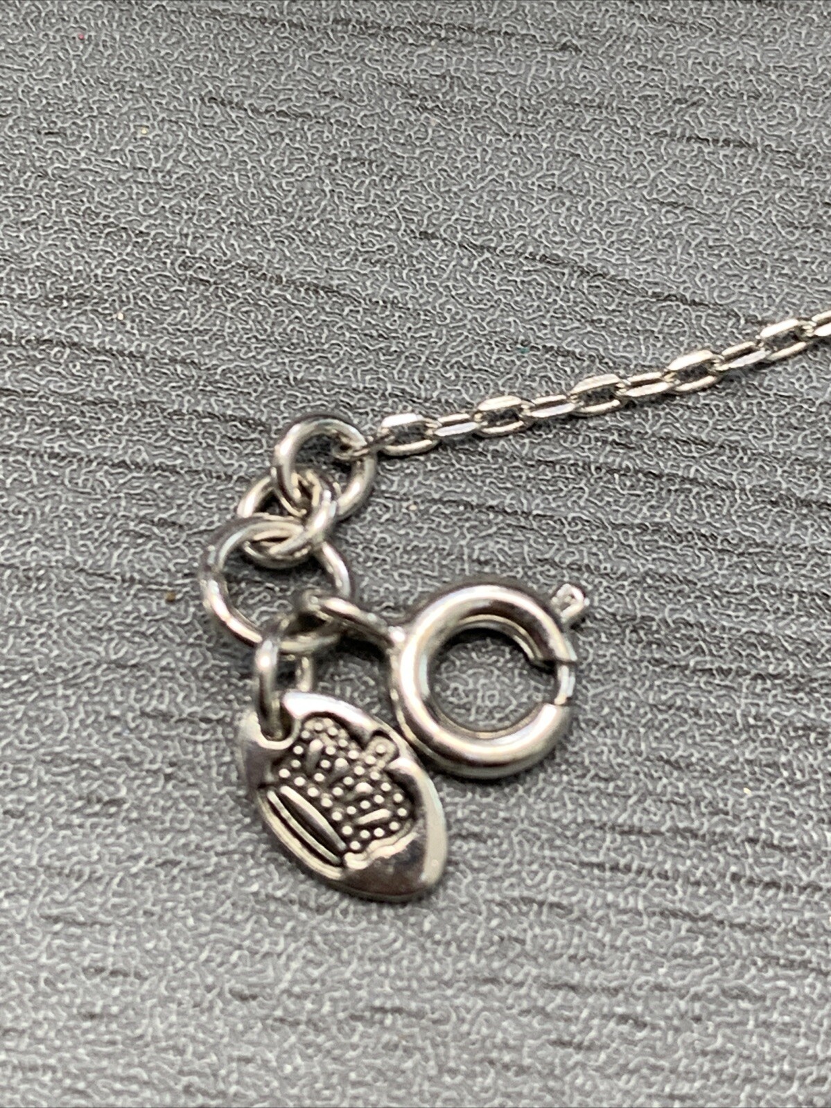 Vintage Juicy Couture Delicate Silver Tone ID BRACELET 7” Chain Crown