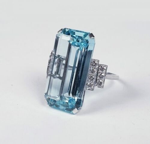 5.50 Ct Aquamarine Art Deco Vintage Engagement Ring 925 Sterling Silver