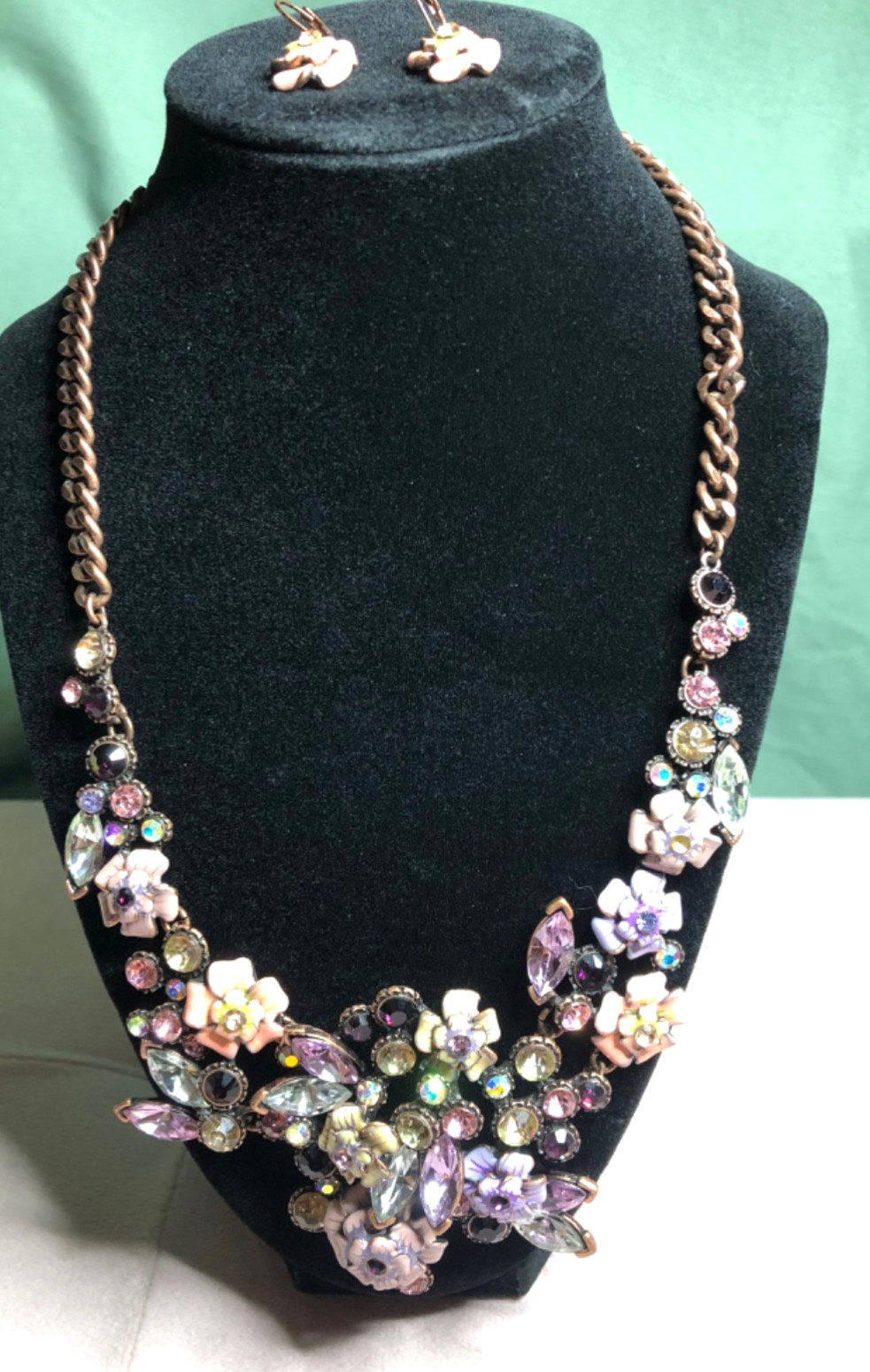 Joan Rivers XXV Classics Collection Necklace Earring Set Enamel Rhinestones