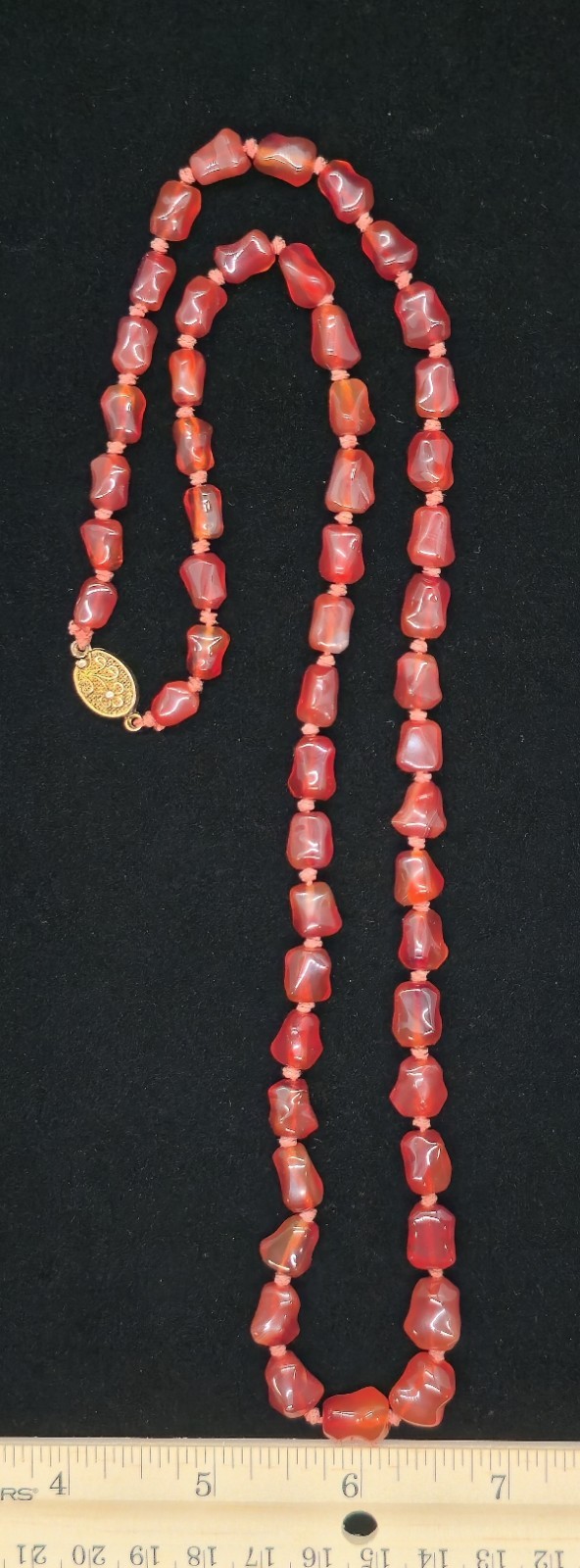 Vtg Chinese Export Sterling Silver Carnelian Necklace