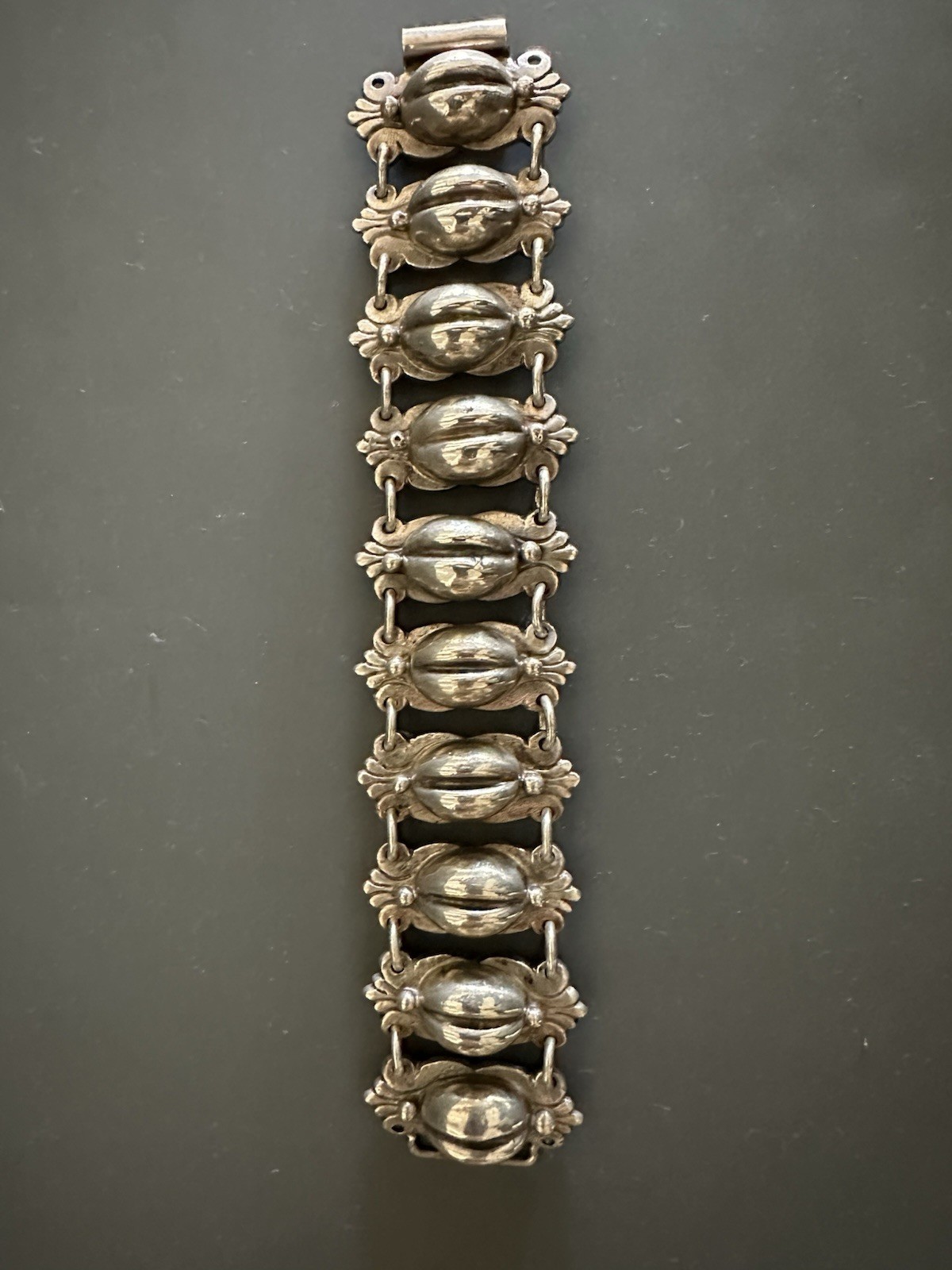 925 Mexico Sterling Silver 1940’s Coffee Bean Bracelet 106 gram