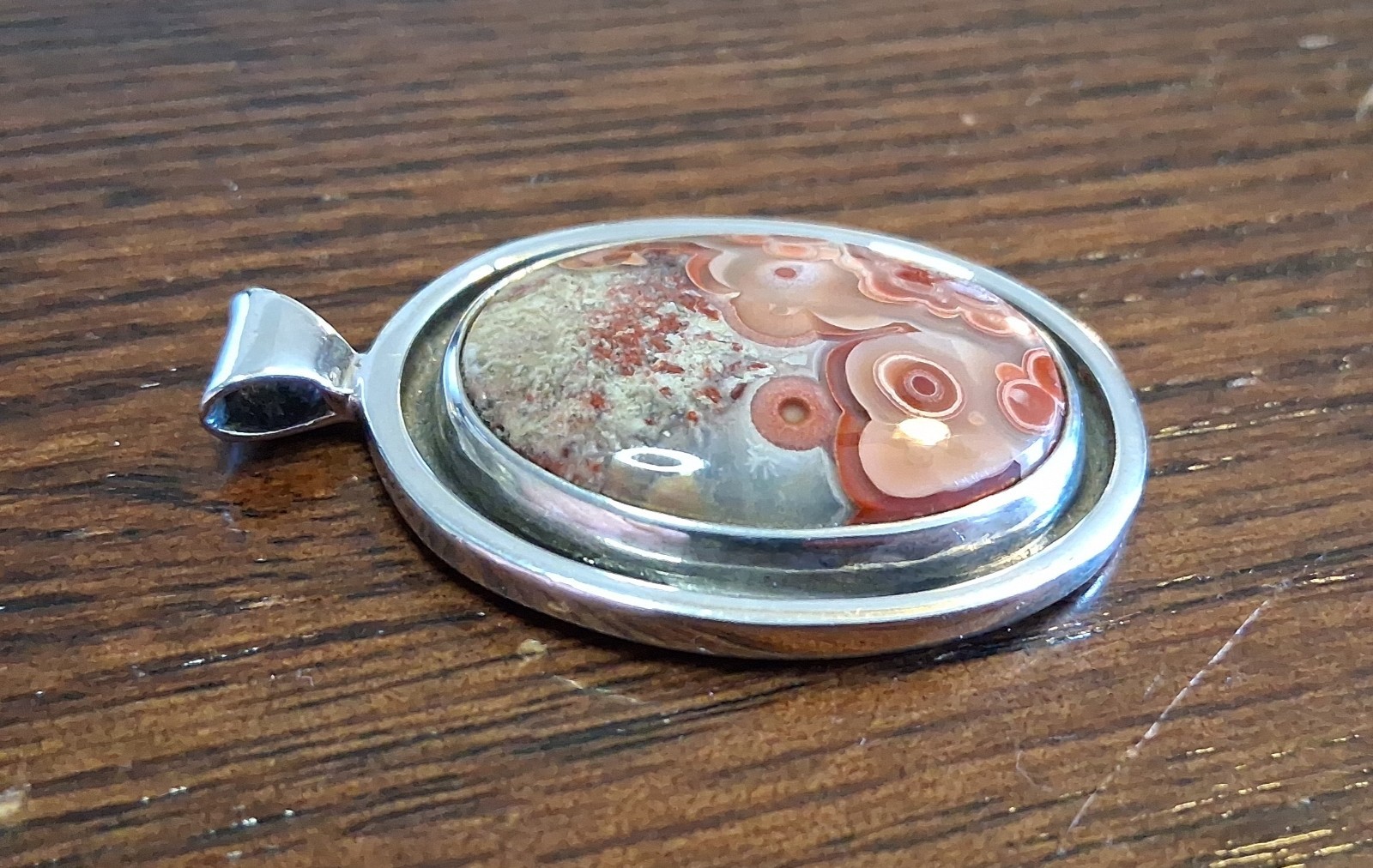 Vintage Sterling Crazy Lace Agate Pendant 19grams See Pics/Description