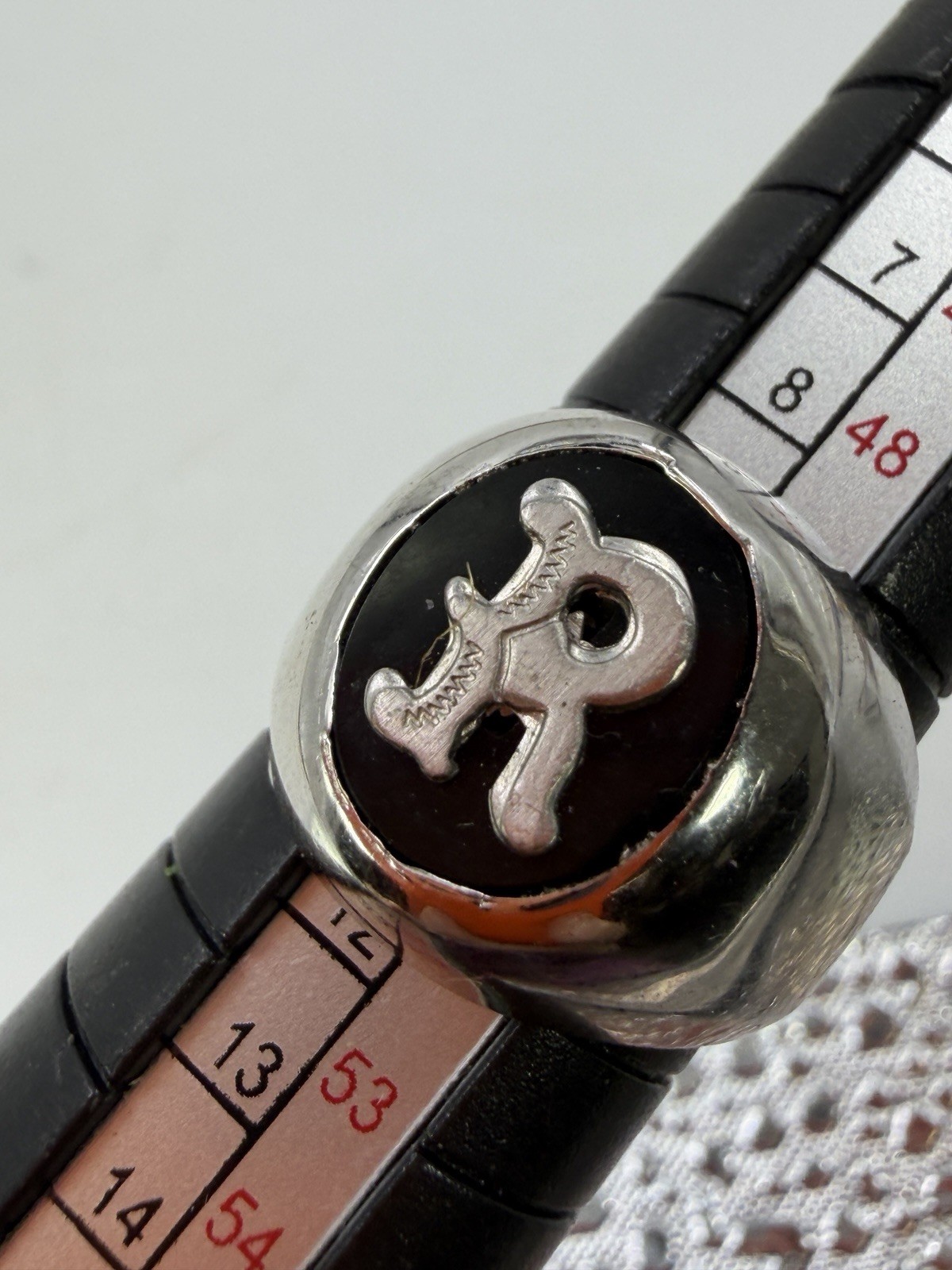 Vintage Sterling Silver Ring Monogram R Signet Pinkie Unisex Size 5.5