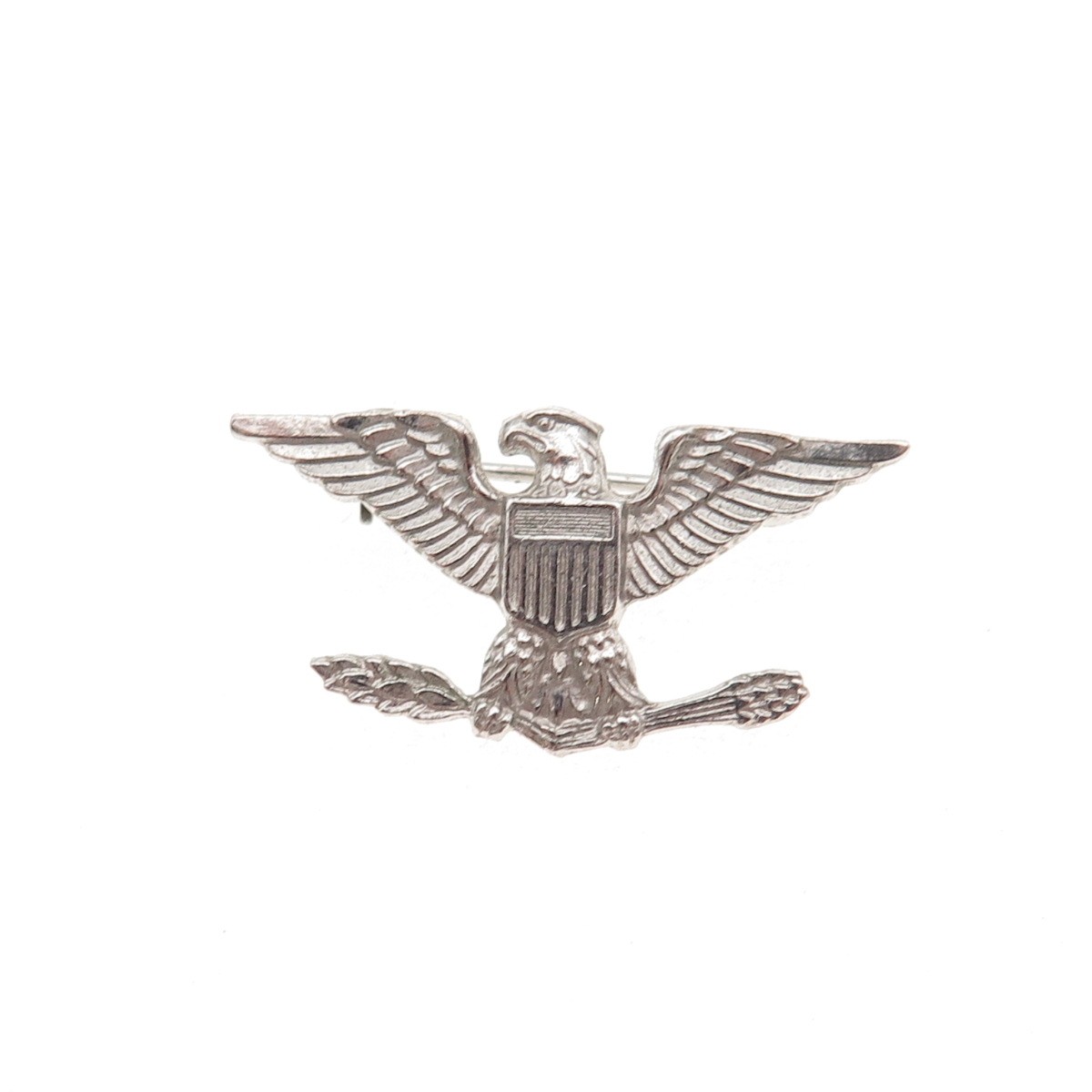 Amico 925 Sterling Silver Antique WWII US Army Colonel Eagle Pin Brooch