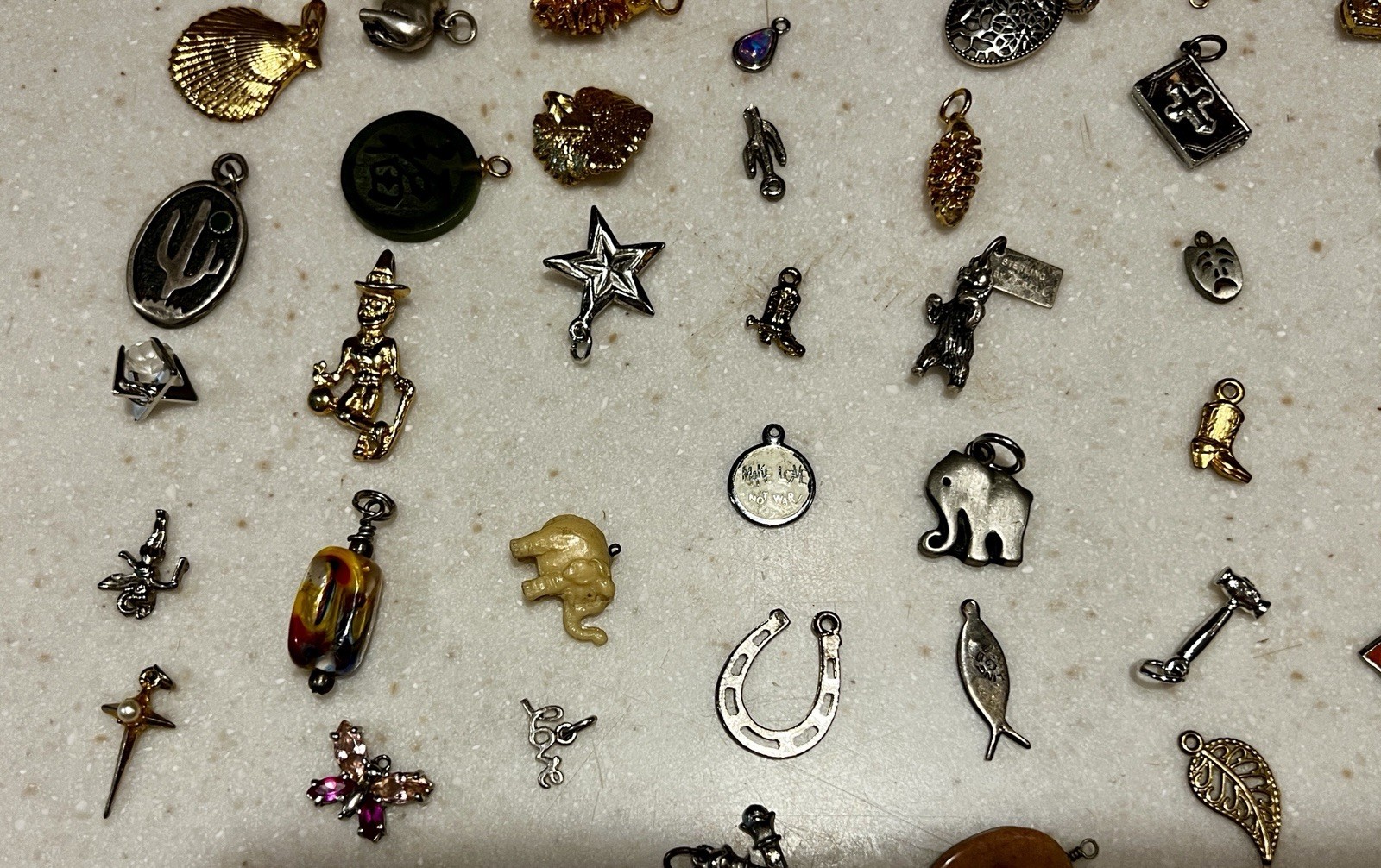 100 Assorted Vintage Charms Sterling and Others Lot