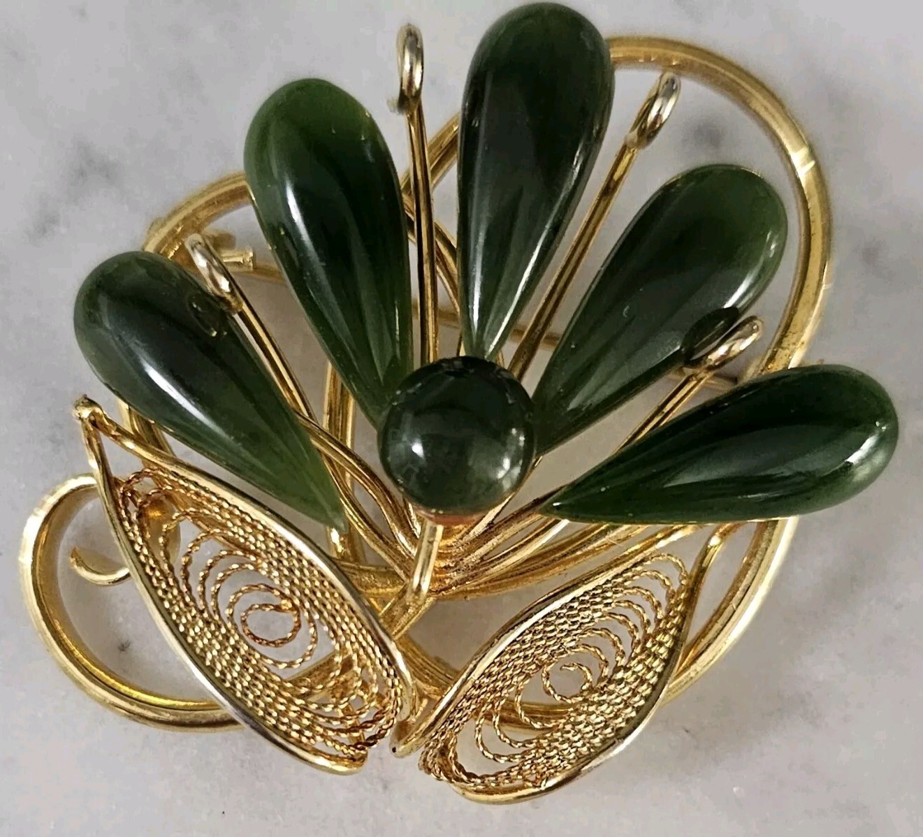 Vintage Filigree Goldtone Brooch