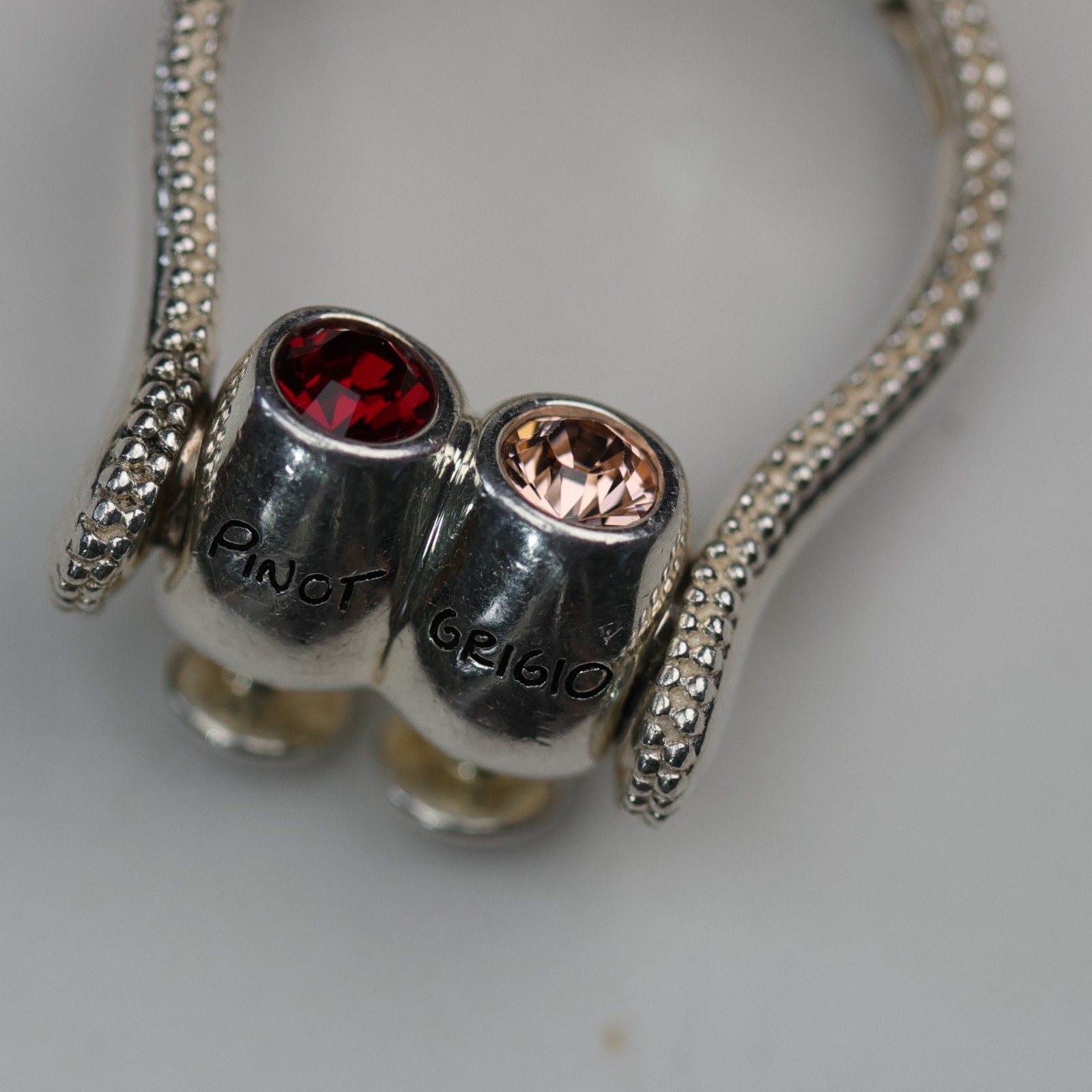 Pinot Noir Wine Glasses with Gemstones Charm Sterling Silver
