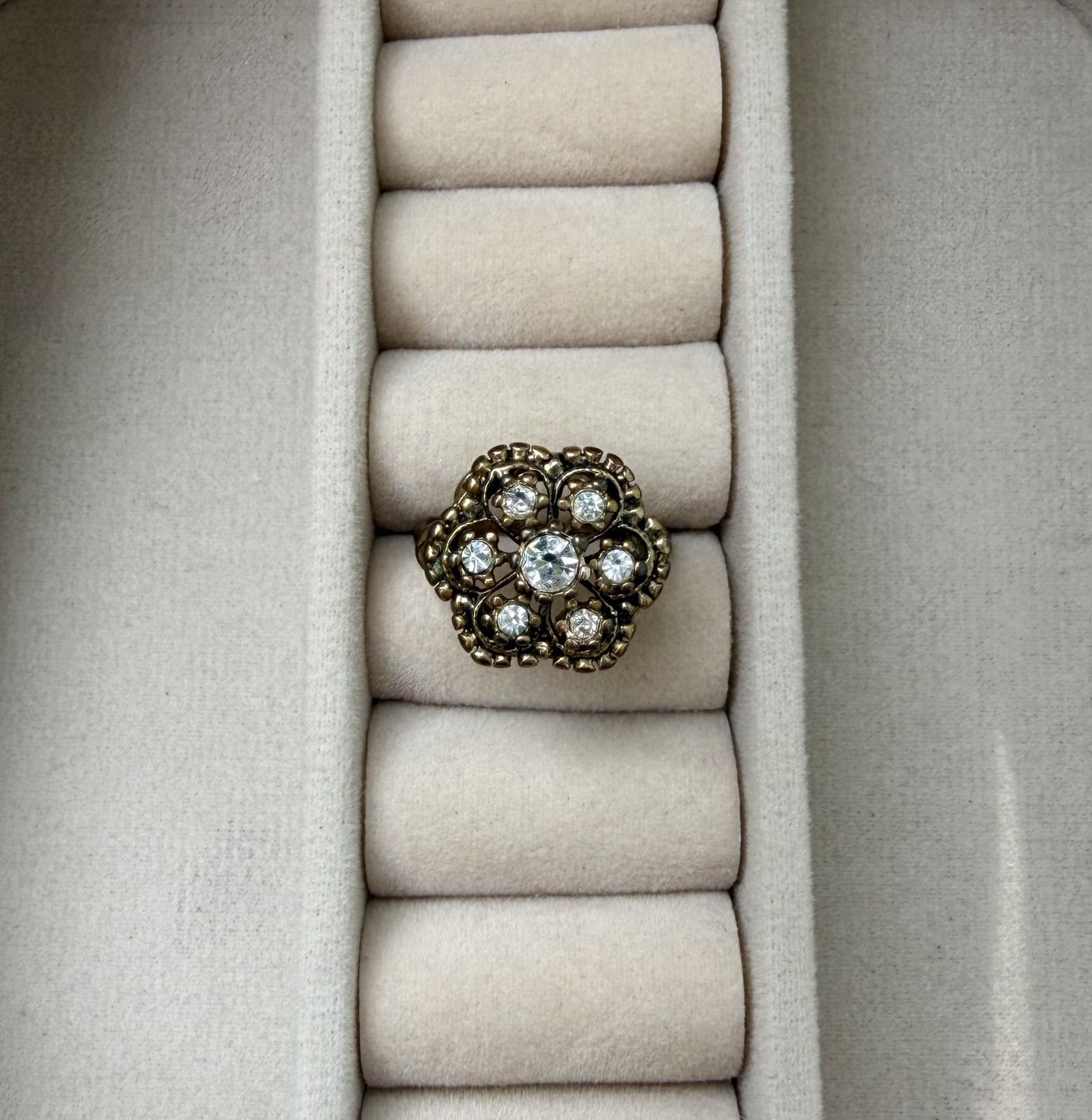 Vintage Victorian-Style Rhinestone Cluster Ring Size 5.5