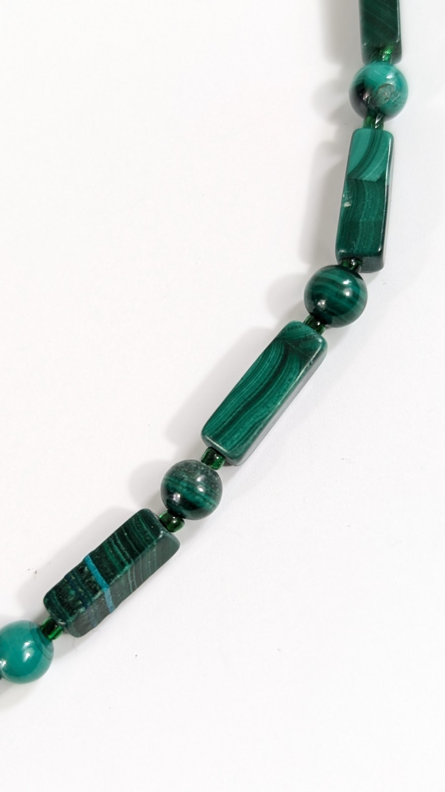 Malachite Beaded Necklace – Green Gemstone Bead Necklace