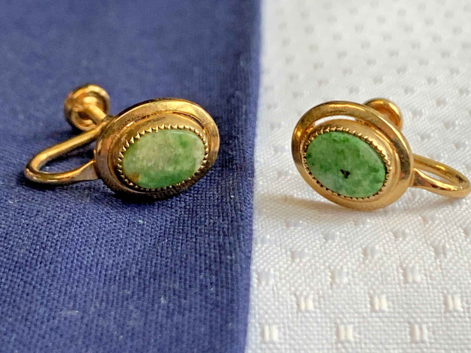 Vtg Gold Filled Sarah Coventry Jewelry Set 12.17g Jadeite Look Stones *READ*