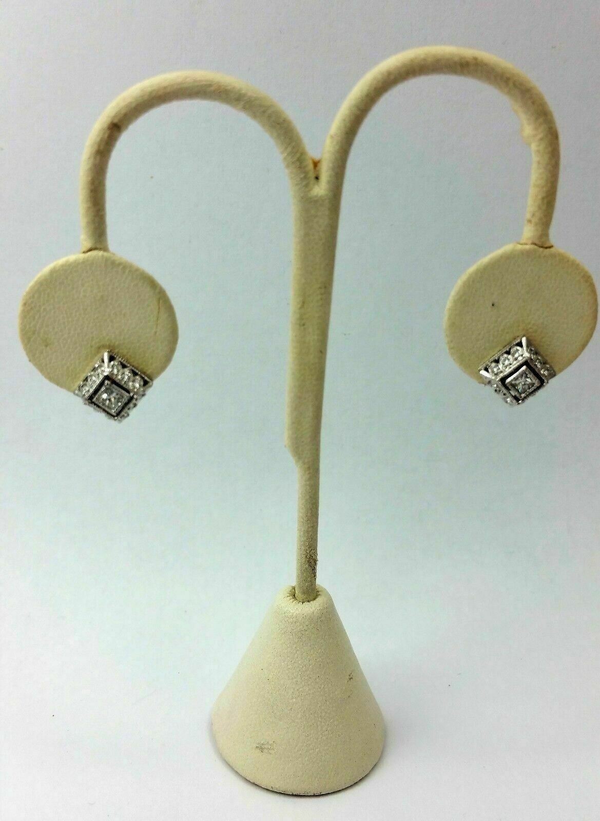 Art Deco Vintage Style 2.85Ct Diamond Engagement 14K White Gold Finish Earrings