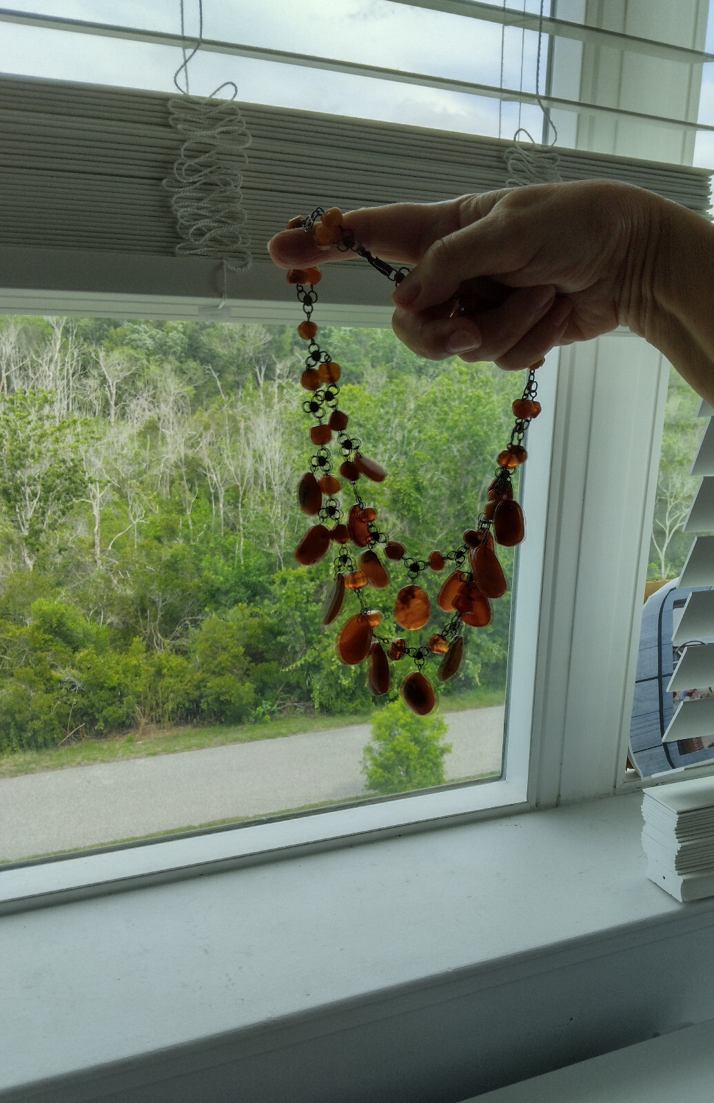 Vintage Natural Handmade Raw Baltic Amber Collar Necklace Butterscotch Egg Yolk