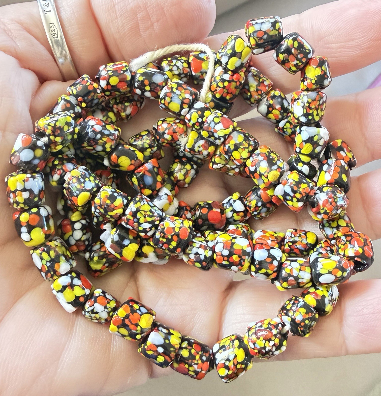 30in Vintage Venetian ? Millefiori African Trade Bead Colorful Strand Necklace