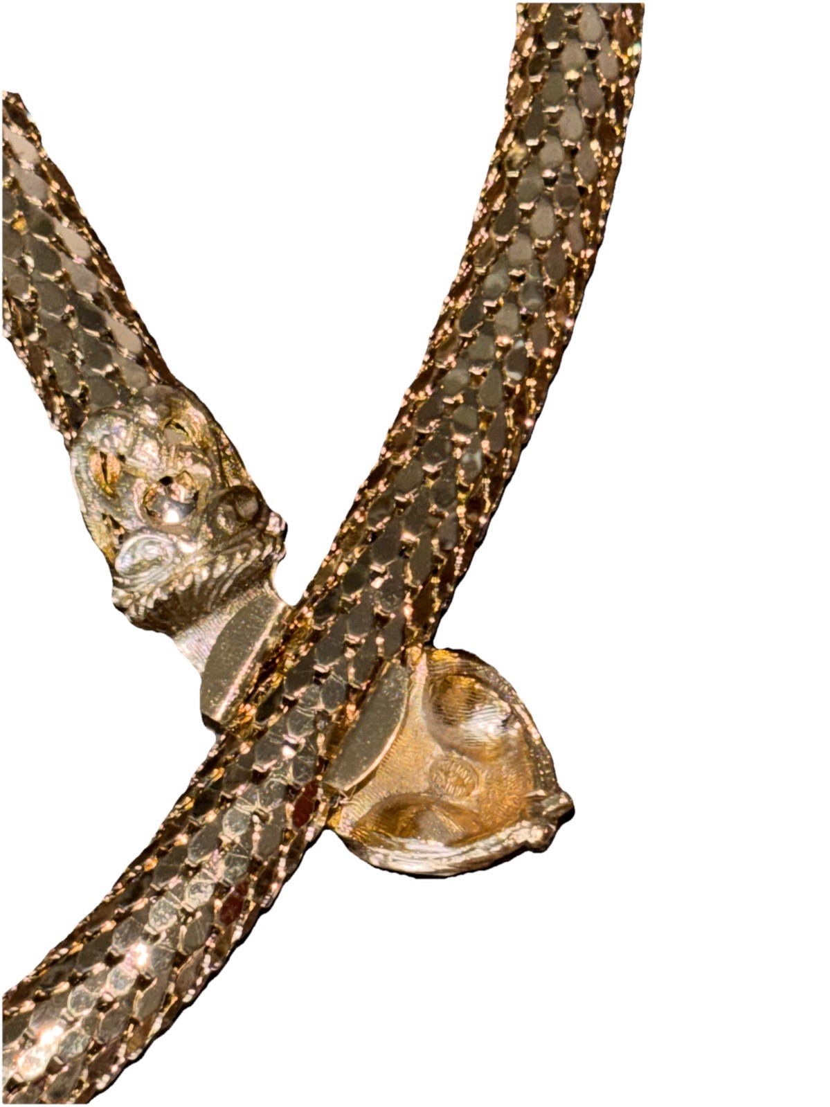 Vtg Whiting & Davis Oromesh Gold Plate Cleopatra Snake Necklace Belt 39”