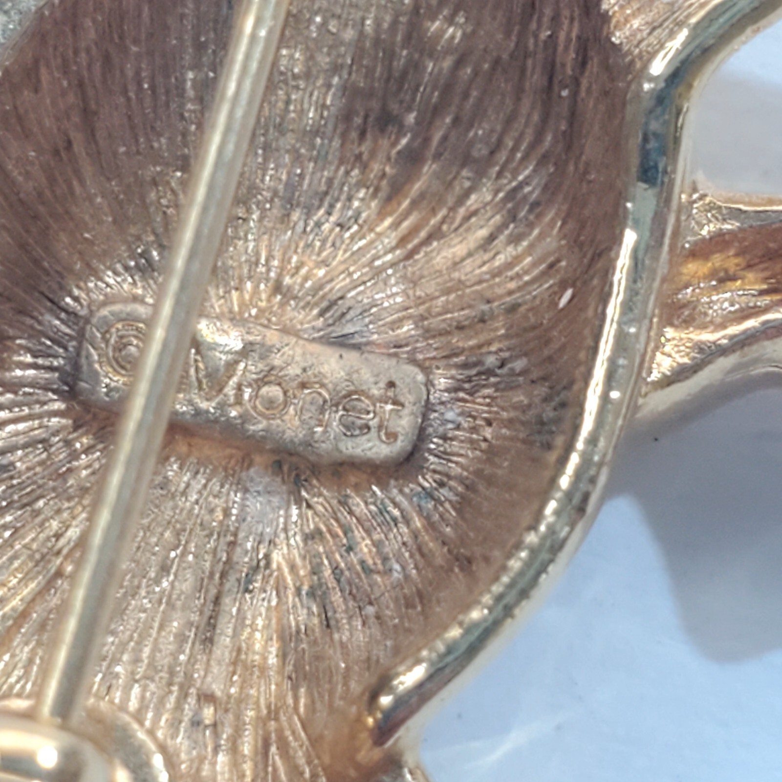 Vintage Monet Gold Tone Metal Enamel Clear Rhinestone Circus Elephant Brooch Pin