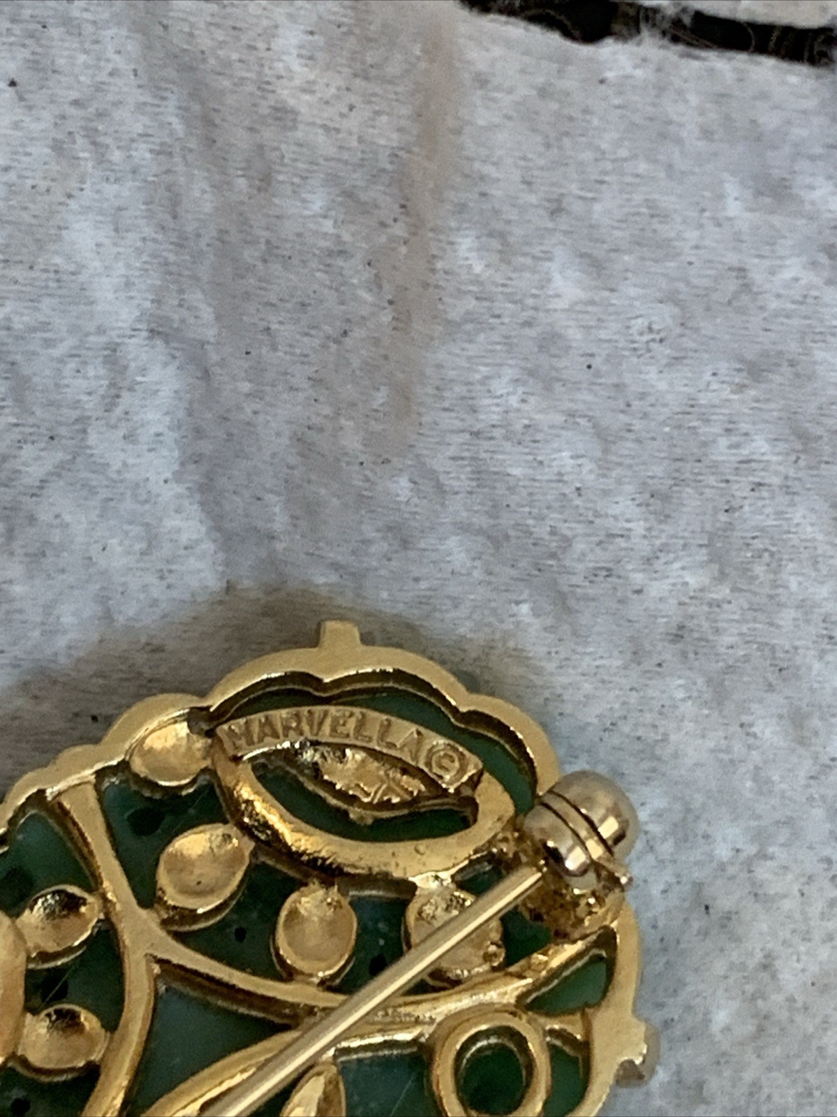 Vintage Marvella Faux Jade Brooch