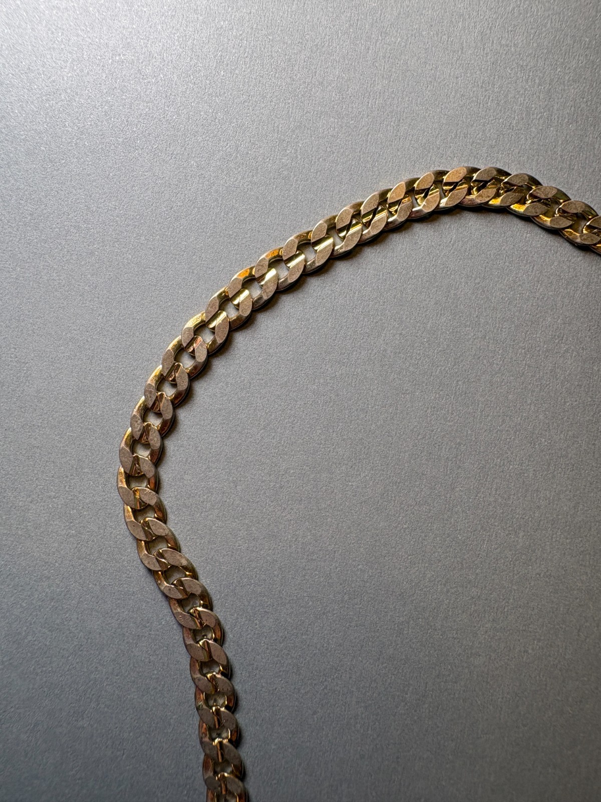 Vintage Curb Link Chain Necklace 23″ Stamped 14K Gold Tone Plated Shows Wear