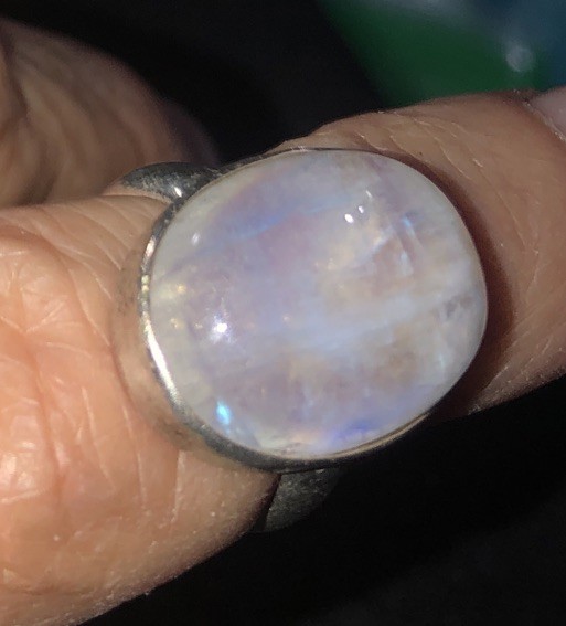925 Sterling Silver Ring White / AB Stone 6.8 grams Size 7.25