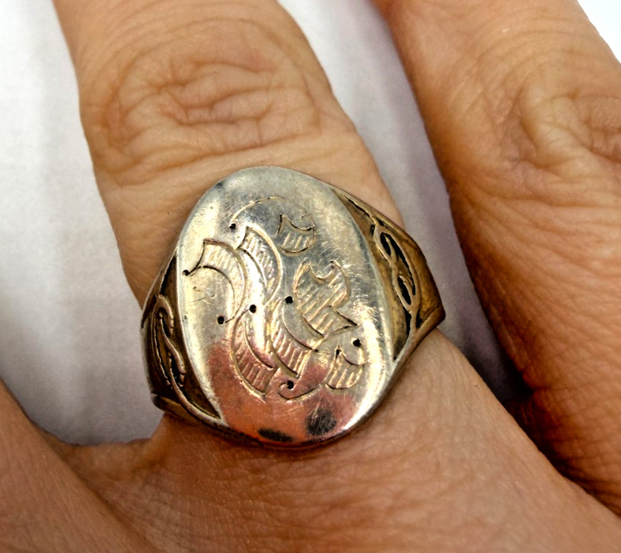 Vintage Sterling Silver Ring Boy Scouts BSA Signet Knot Monogram Size 6 1949