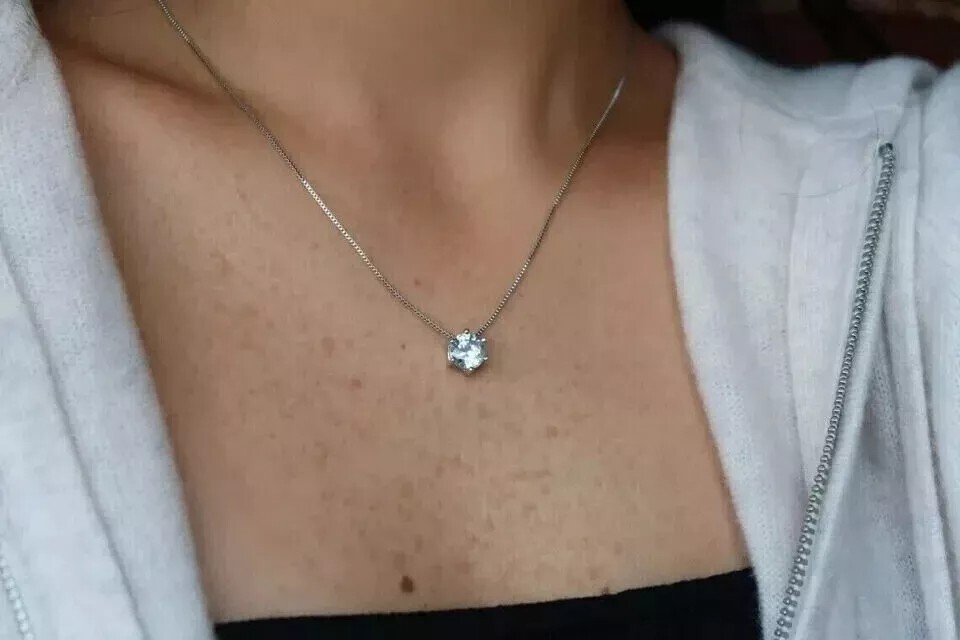 3CT Round Cut Lab Created Diamond Woman Surprise Pendant 14k White Gold Plated