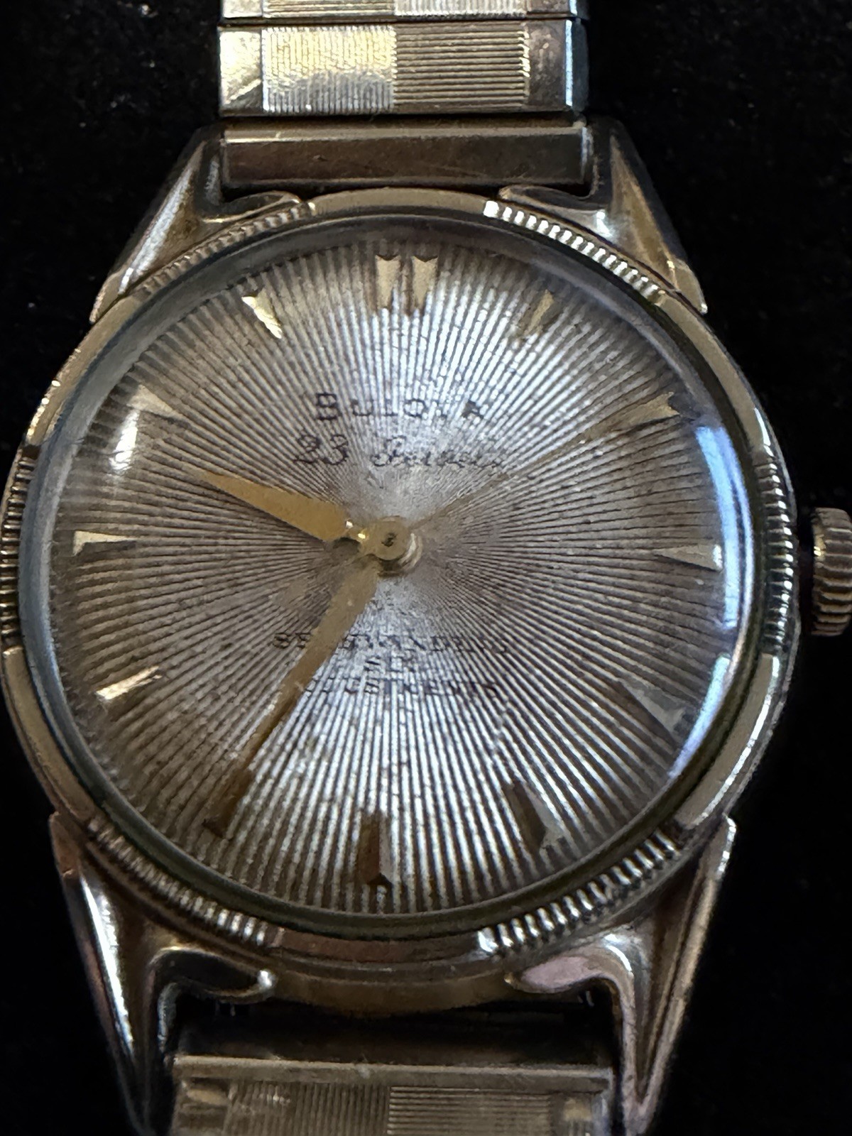 Men’s Bulova 10K Rolled Gold Bezel Watch 1950’s 10K Rolled Gold Watch Band Runs