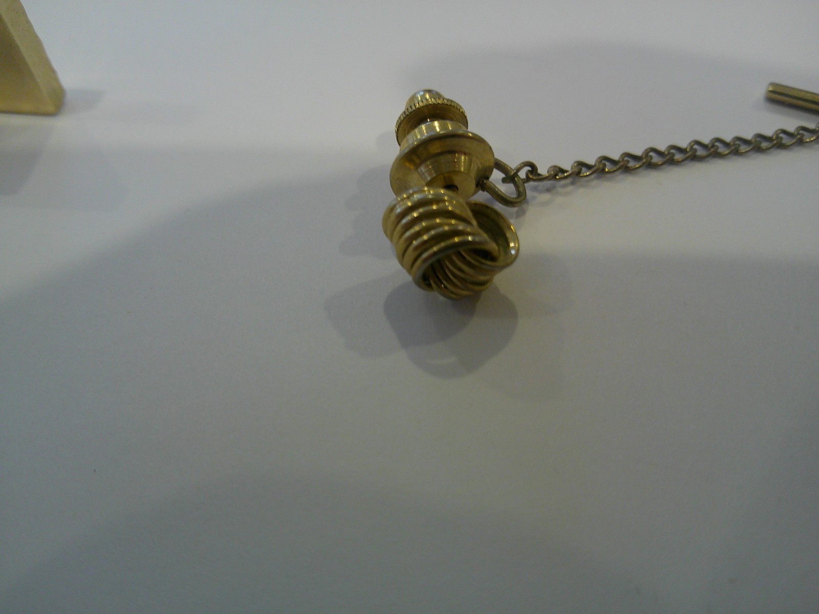 1 cufflink and tie tack GREEN STONE gold tone setting SEE PICTURES
