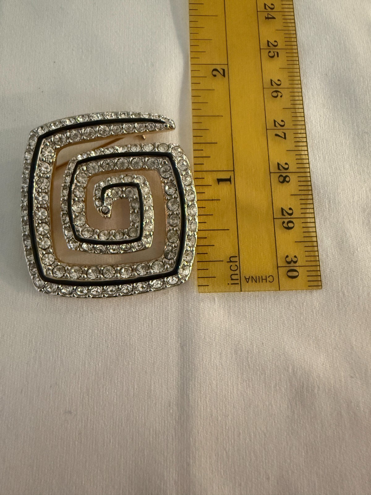 Swarovksi -Vintage Signed Black Enamel and Crystal Brooch
