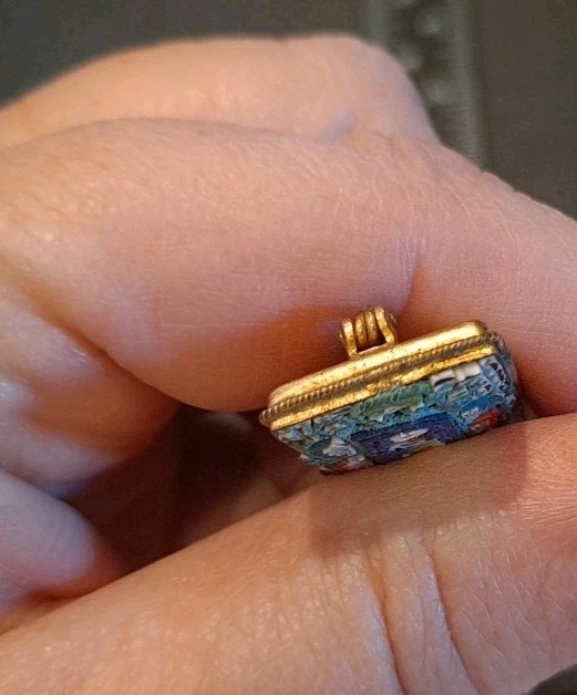 Antique Victorian Micromosaic Brooch Made In Italy Micromosaic Rectangle Brooch
