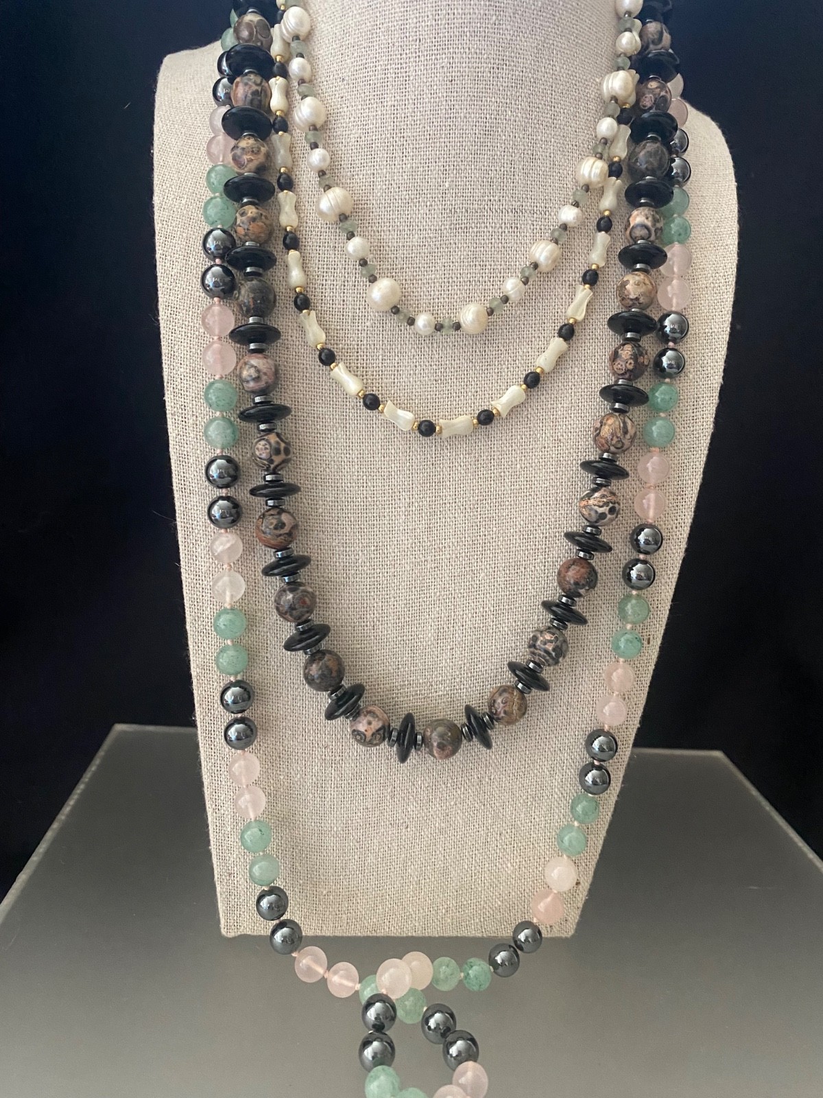 Lot 15 Vintage Semi-Precious Gemstone Jewelry Malachite Turquoise Jade Quartz