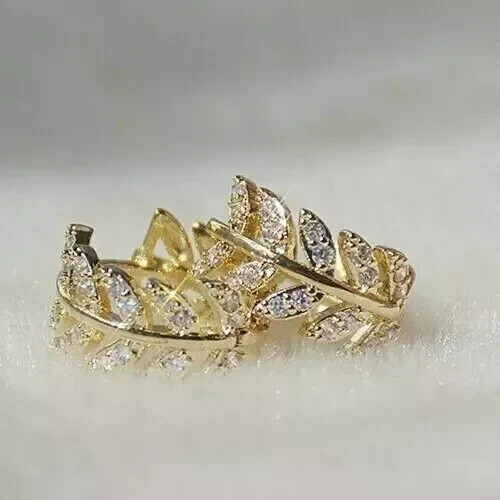 Art Deco Style Lab Created Diamond For Any Occasion Earrings 14K Yellow Gold FN