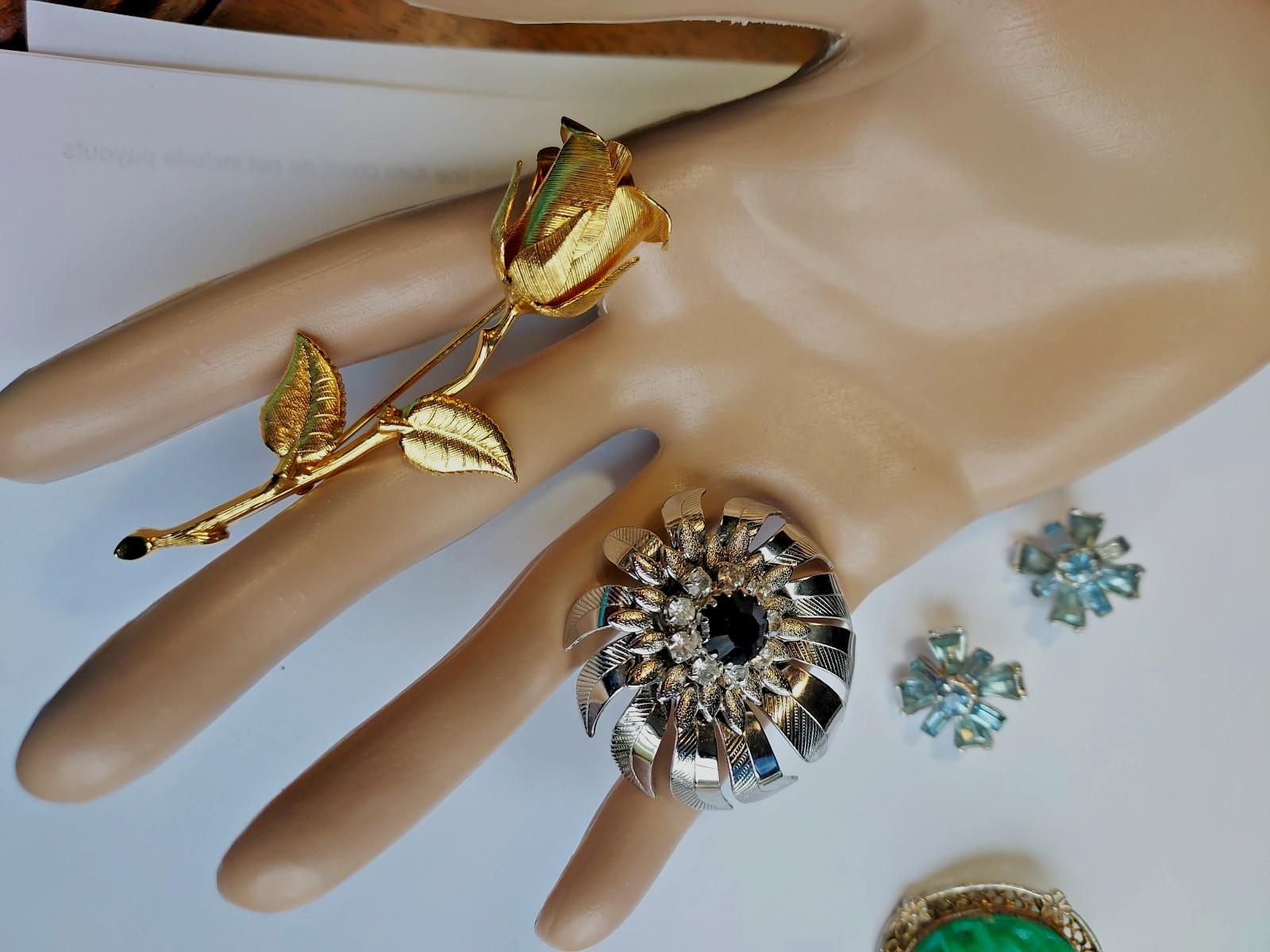 Vintage Pin Assortment Rhinestone Brooch 8 Piece Lot