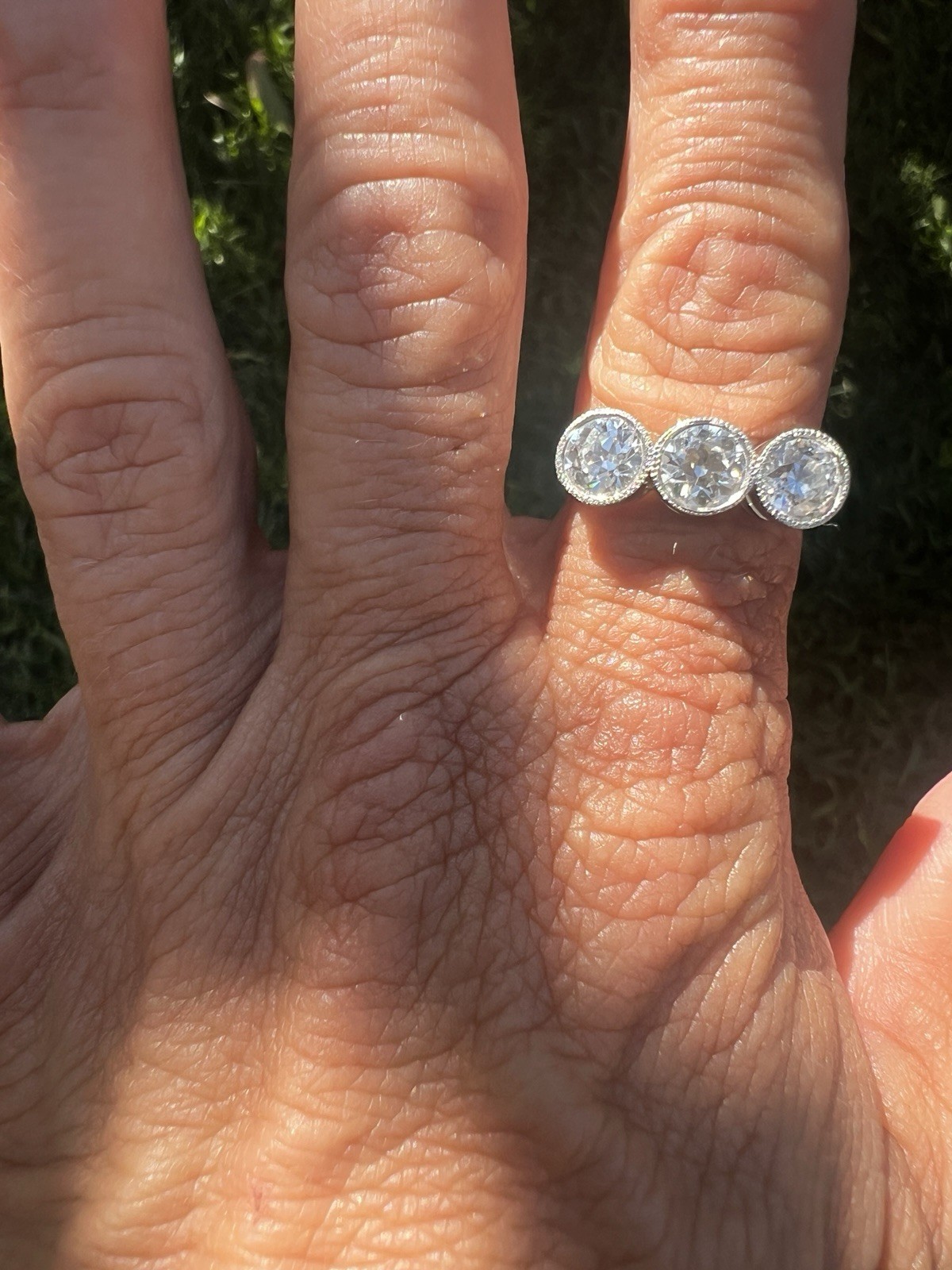 1920’s Antique Deco Old European Cut Diamond Platinum Bezel Milgrain Ring
