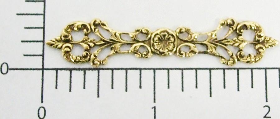 24573 Brass Oxidized Victorian Bar Filigree Jewelry Finding