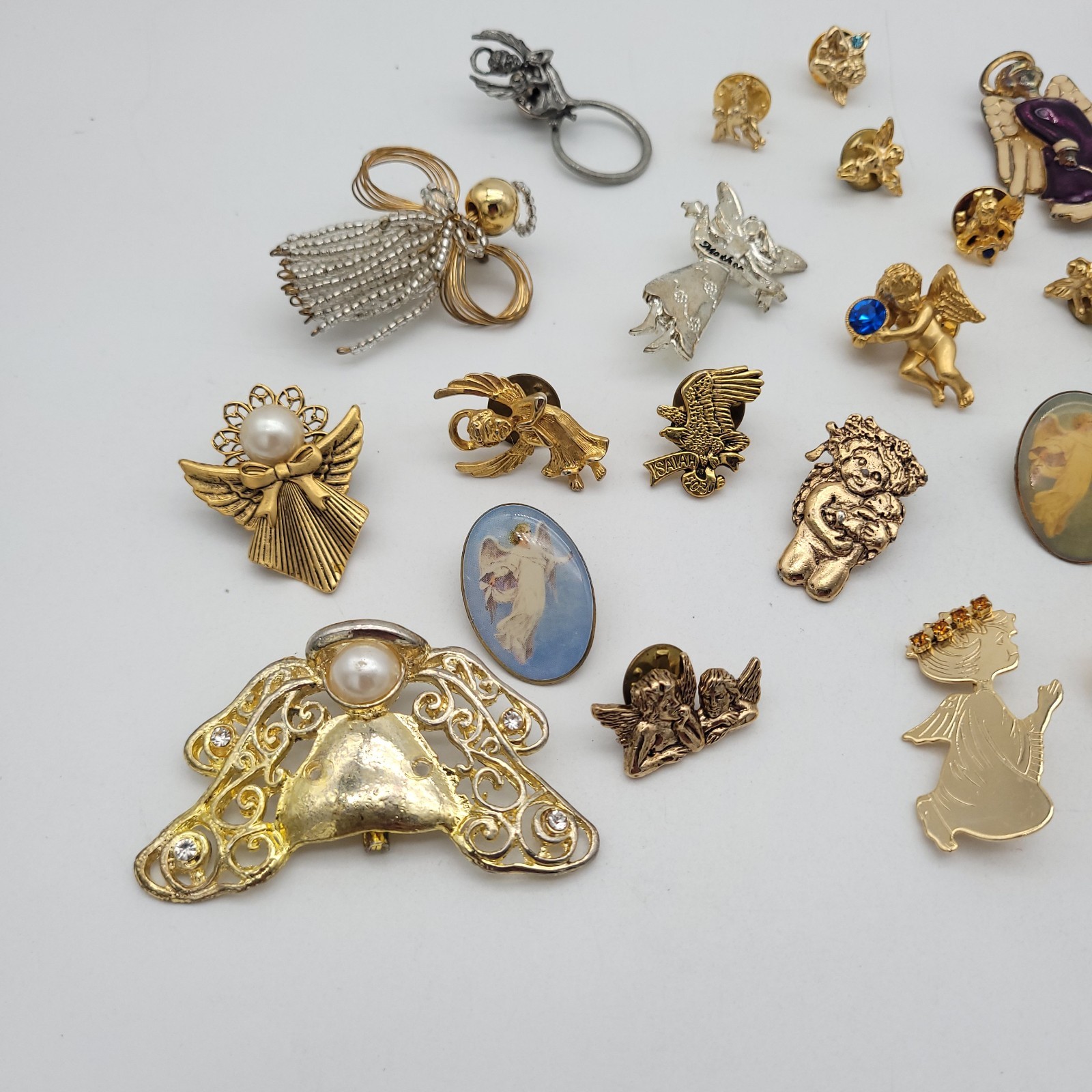 Religious Angels Cherubs Crosses Lot Vtg Lapel Pin Brooch Mix Fashion Jewelry
