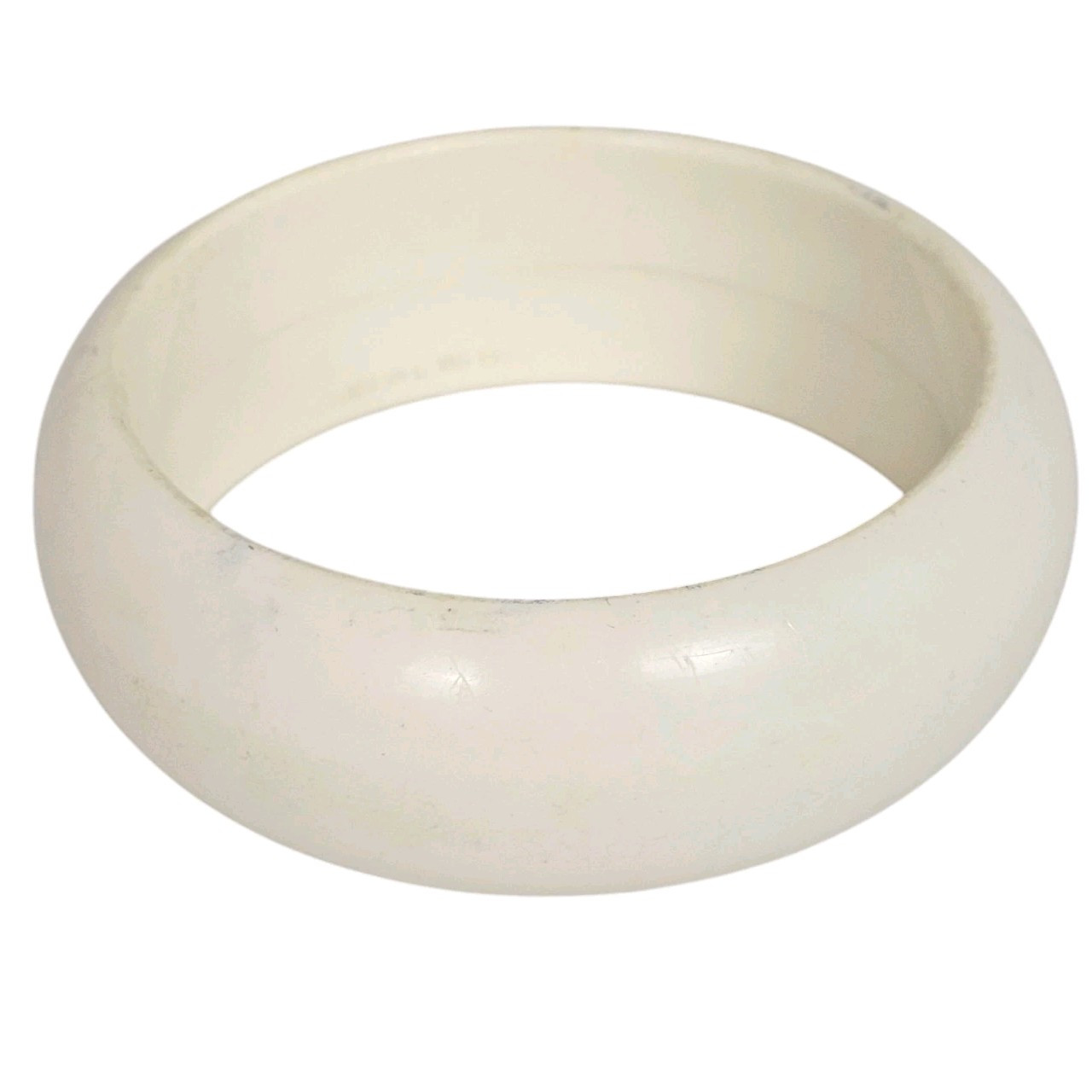 Vintage 80s Off White Bangle Bracelet Chunky Wide Band Costume Jewelry Hong Kong