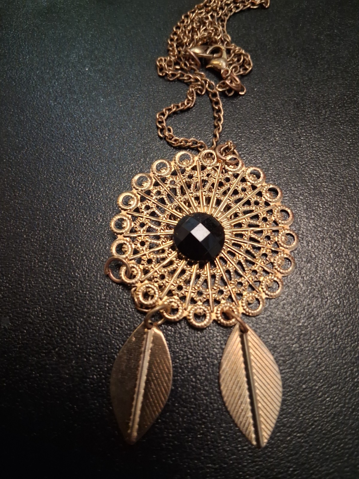 Necklace Ornate with rhinestone Charm & 12″ chain #120