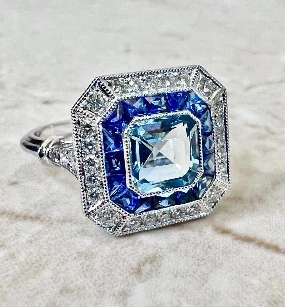Art Deco Style 4.45Ct Lab Created Diamond Solitaire Ring 14K White Gold Finish