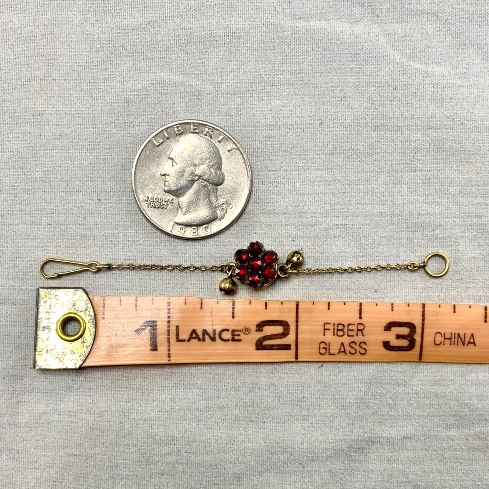 Vintage Bohemian Garnet Gold Tone Jewelry Lot Cross Pin Earrings Safety Chain