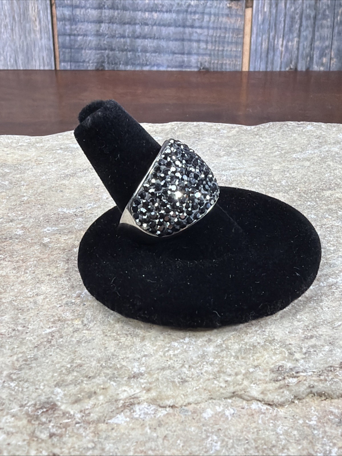 Stainless Steel – JCM JACMEL MAURITIUS gray Crystal Pave Cocktail Ring Size 6