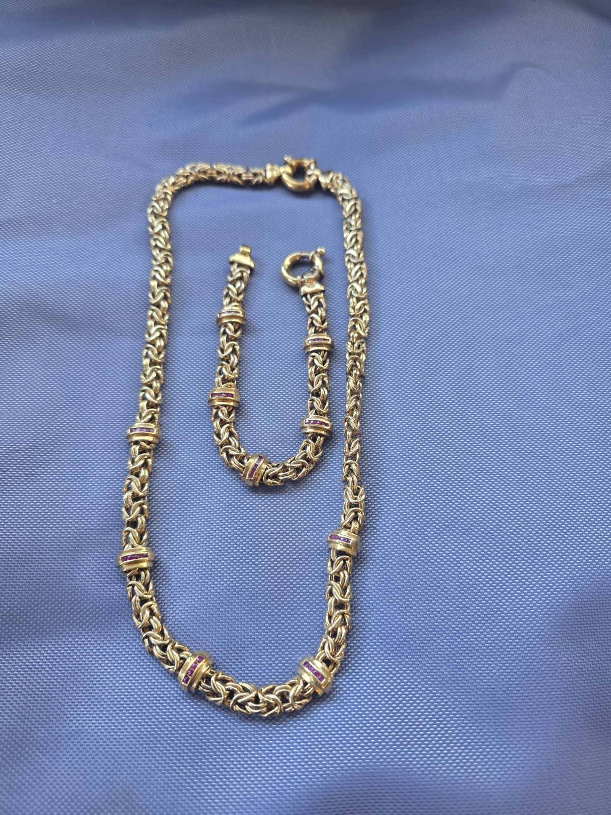 Vintage Byzantine Goldtone Silver Plated Necklace & Bracelet Set 42 Grams #7