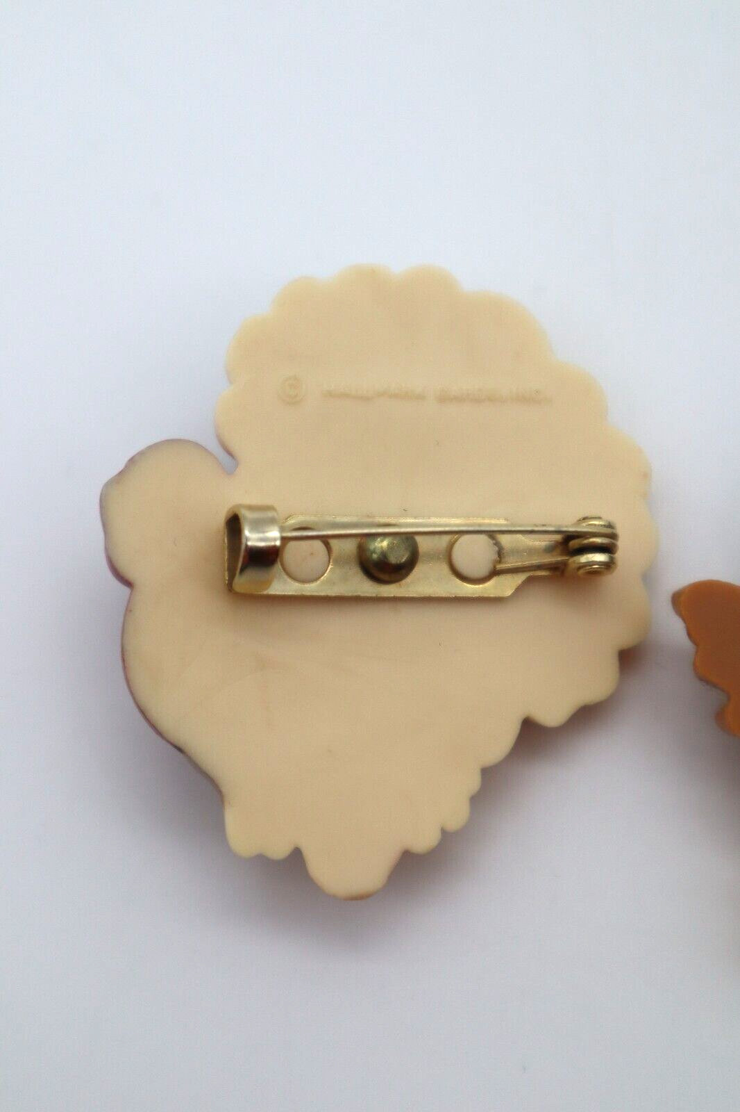 Lot of 2 Vtg Hallmark Thanksgiving Pins Brooches Pilgrim Bird & Turkey 1980s