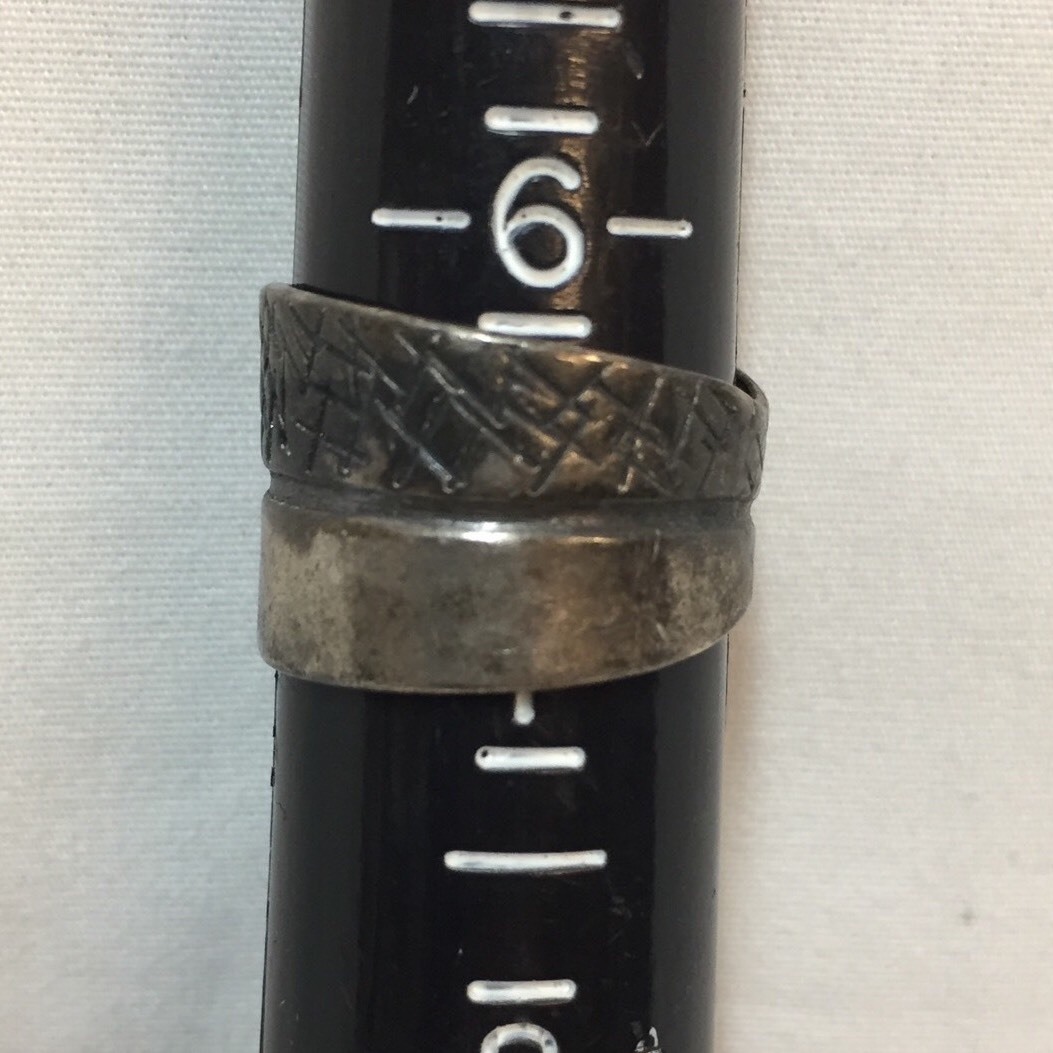 Antique Sterling Silver Ring Marked 925 Solid Band No Stone Hash Marks Jewelry