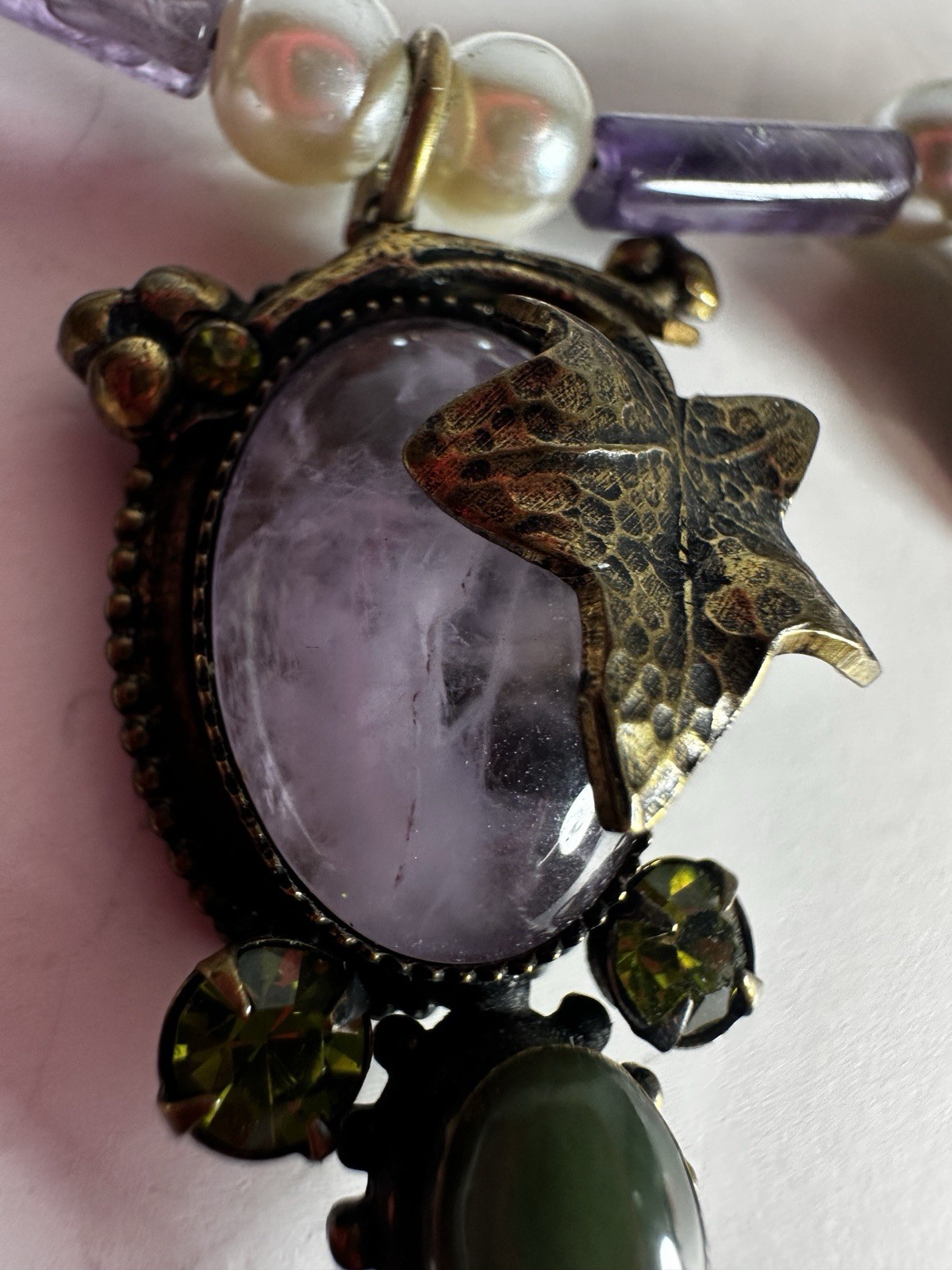 Vintage Necklace Amethyst Bead Whimsical Wire Choker Handmade Fairycore