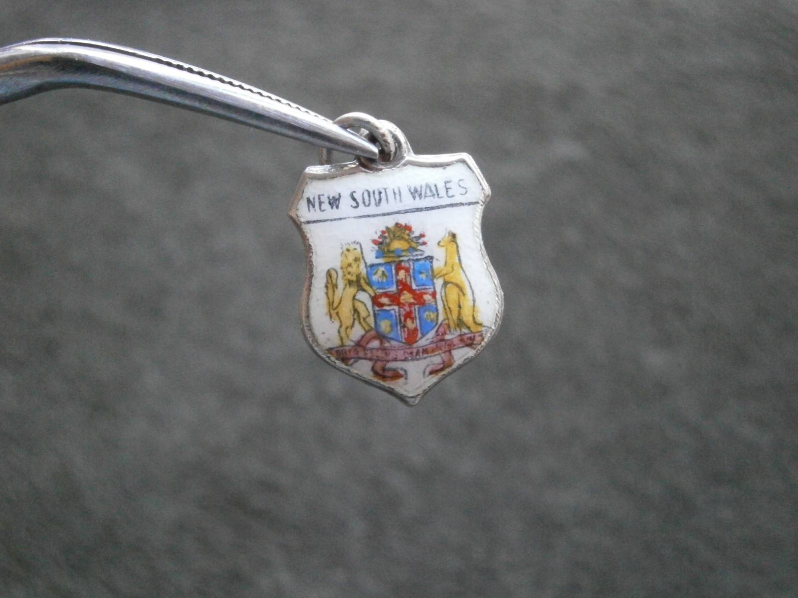 New South Wales Australia Vintage Sterling Silver Enamel Travel Shield Charm
