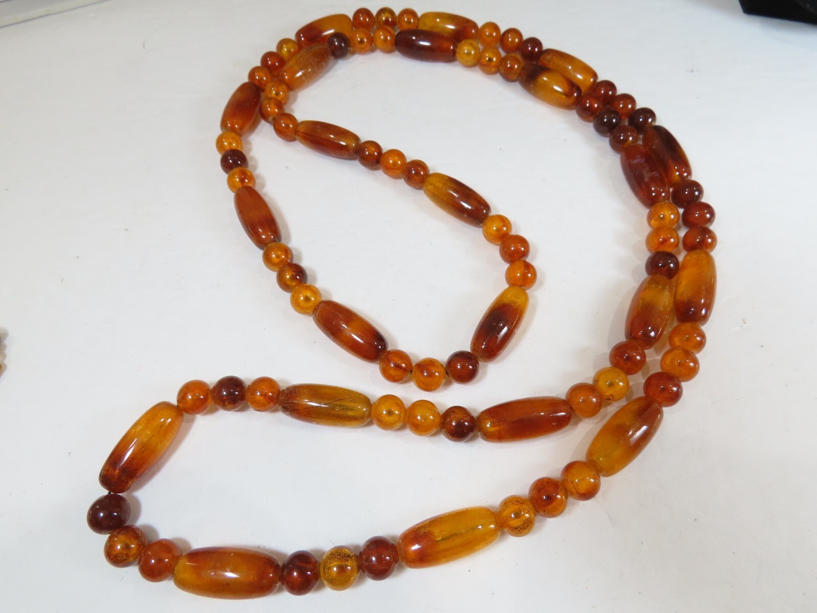 Vintage Necklace Lot Beaded Lucite + Tribal 23-26″ Yellow Butterscotch D1887