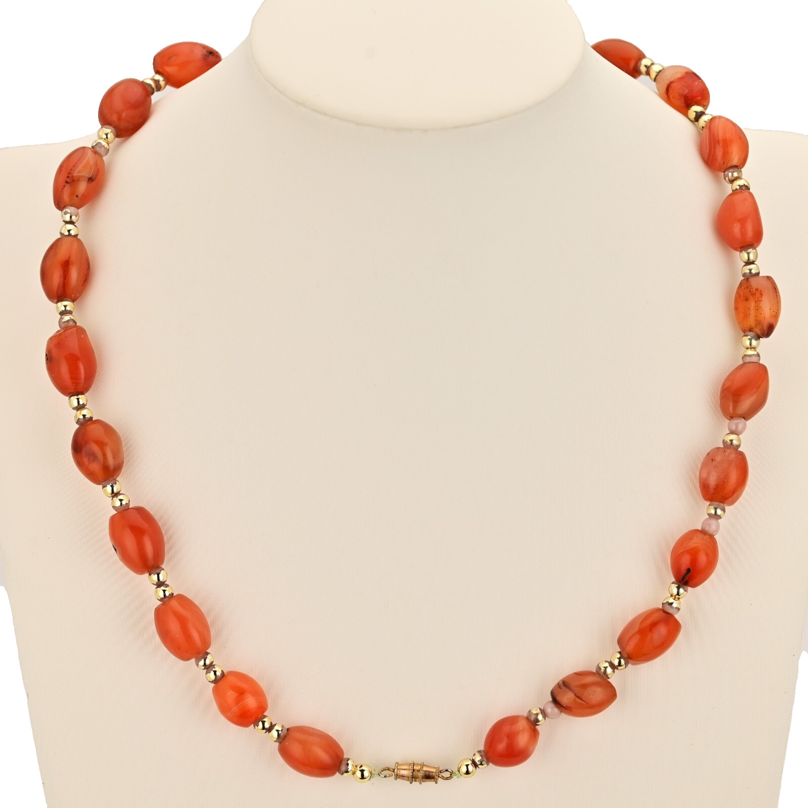 Vintage Original Design Sulaimani Agate Carnelian Bead Gemstone Estate Necklace